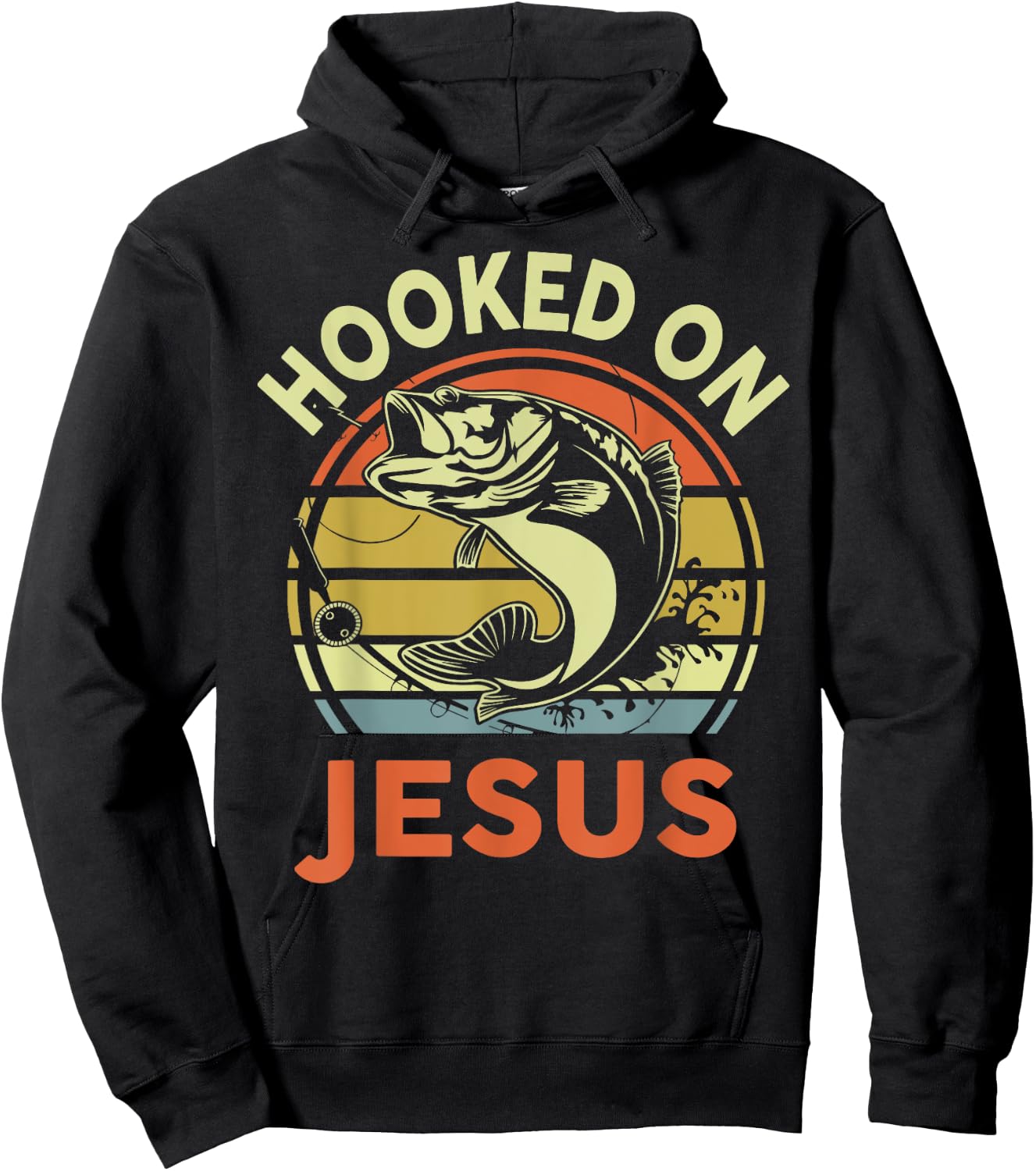 Hooked on Jesus Christian Funny I You Love Bass Fishing Hoodie - Hoodie | Black