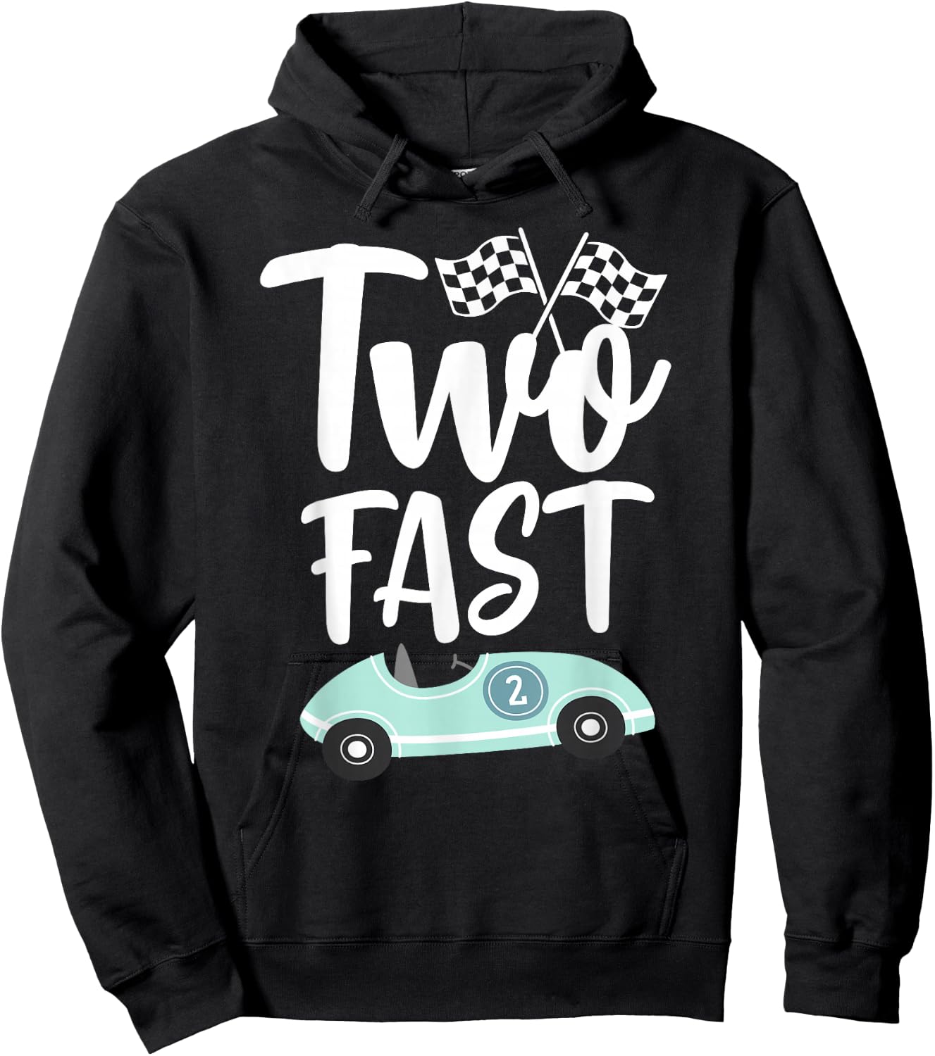 Two Fast 2 Curious 2th Birthday Boy Checkered Retro Funny Hoodie - Hoodie | Black