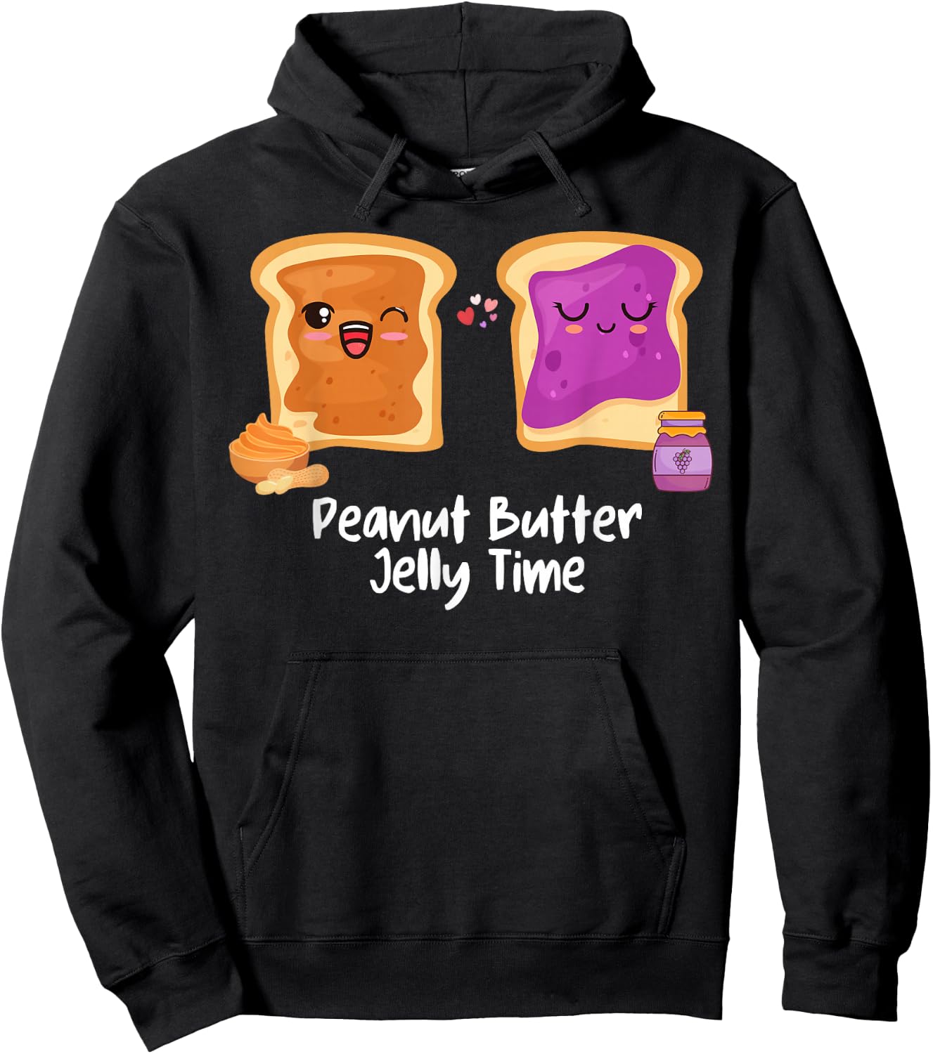 Peanut Butter Jelly Time Foodie Eating Candy Food Pun Lover Hoodie - Hoodie | Black