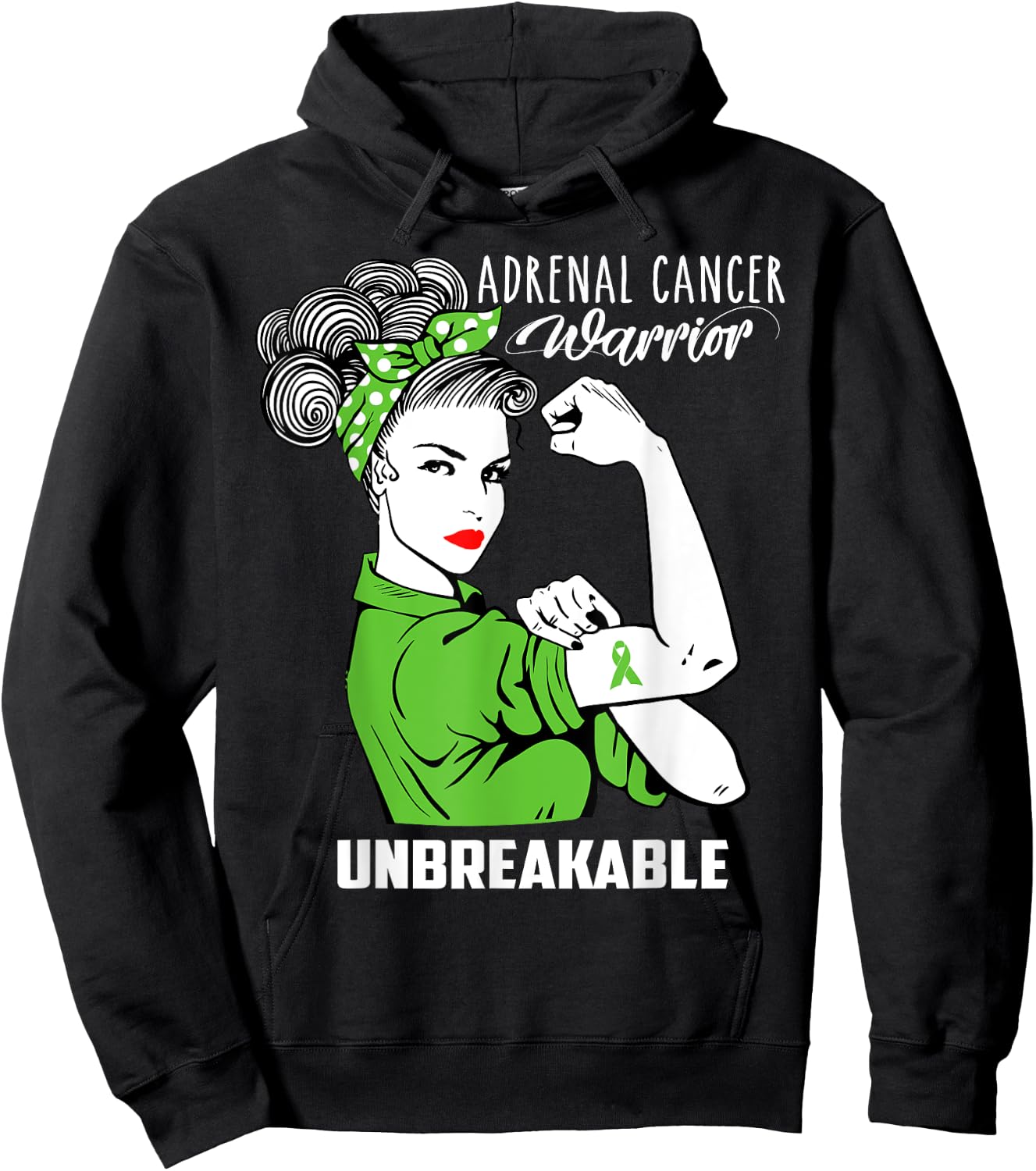 Adrenal Cancer Warrior Unbreakable Shirt Awareness Gift Hoodie - Hoodie | Black