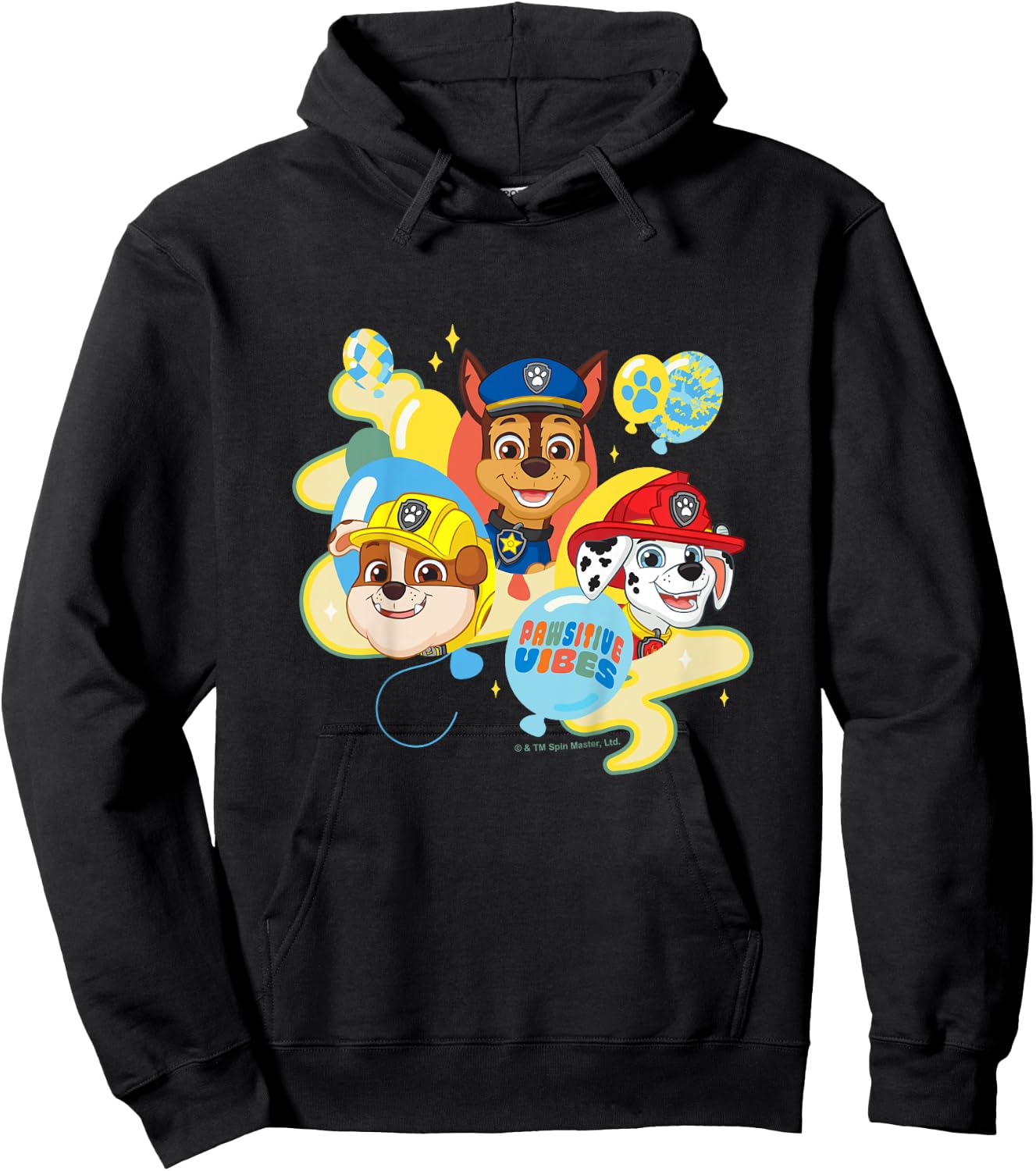 PAW Patrol Pawsitive Vibes Cute Puppy Heads & Balloons Hoodie - Hoodie | Black