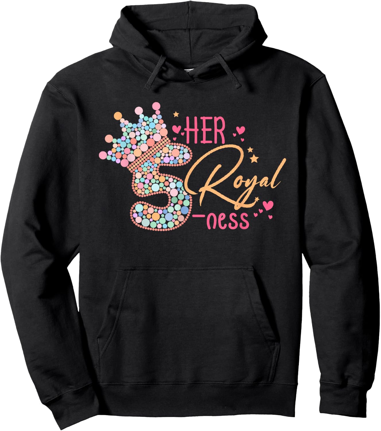 5th Birthday Her Royal Five-ness 5 Years Old Toddler Hoodie - Hoodie | Black