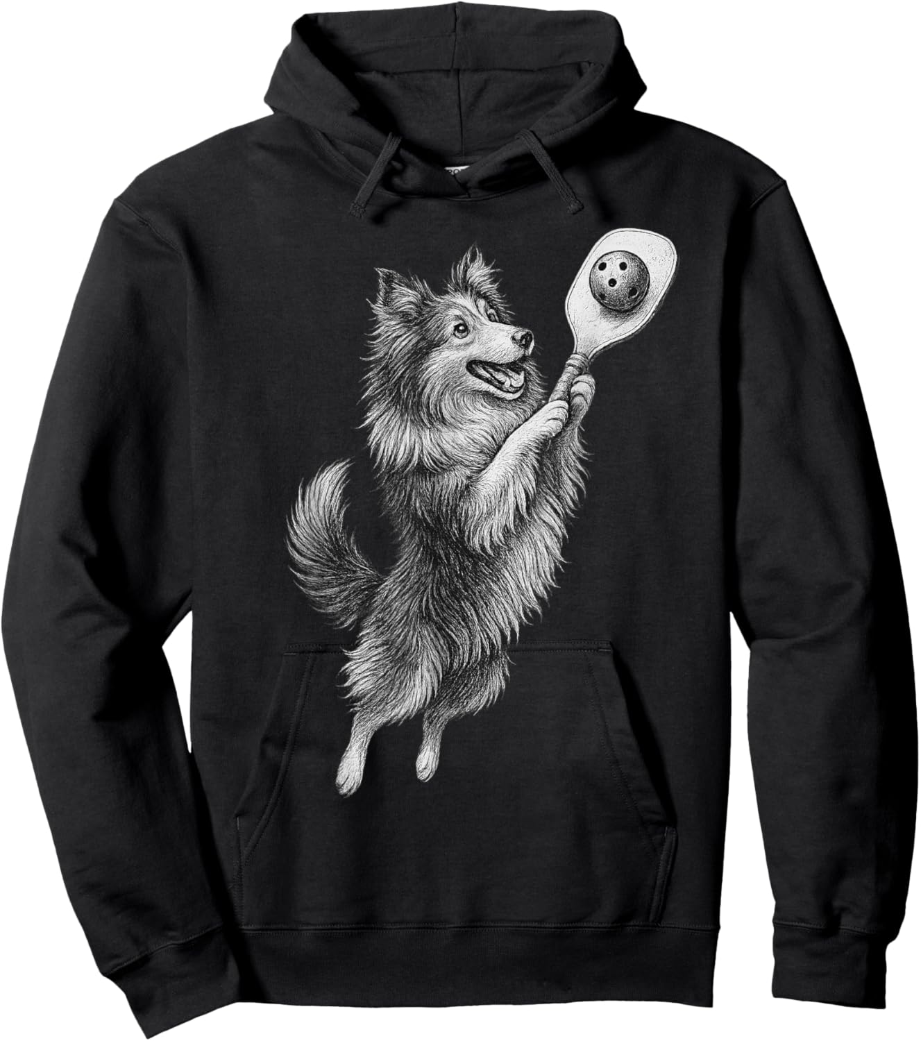Shetland Sheepdog Playing Pickleball Sports Dog Lover Hoodie - Hoodie | Black
