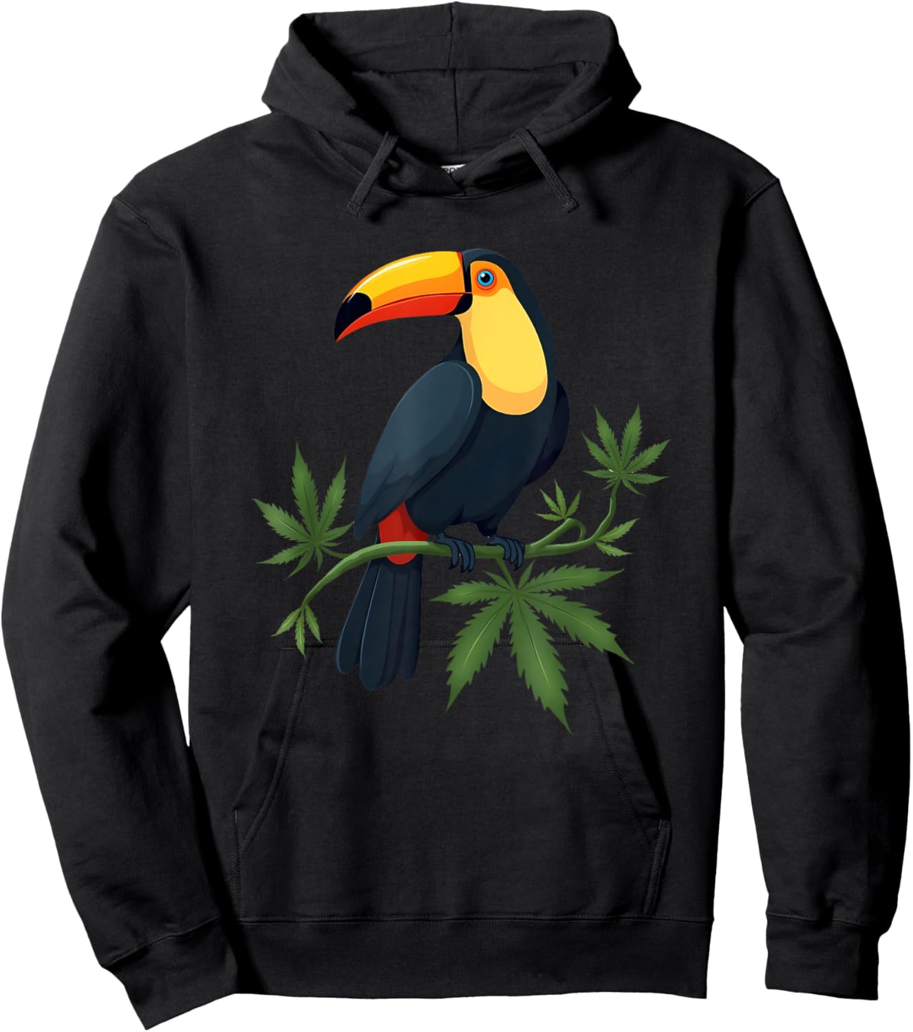 TUCAN sits on a cannabis vine 1 - Fan Fun Hoodie - Hoodie | Black