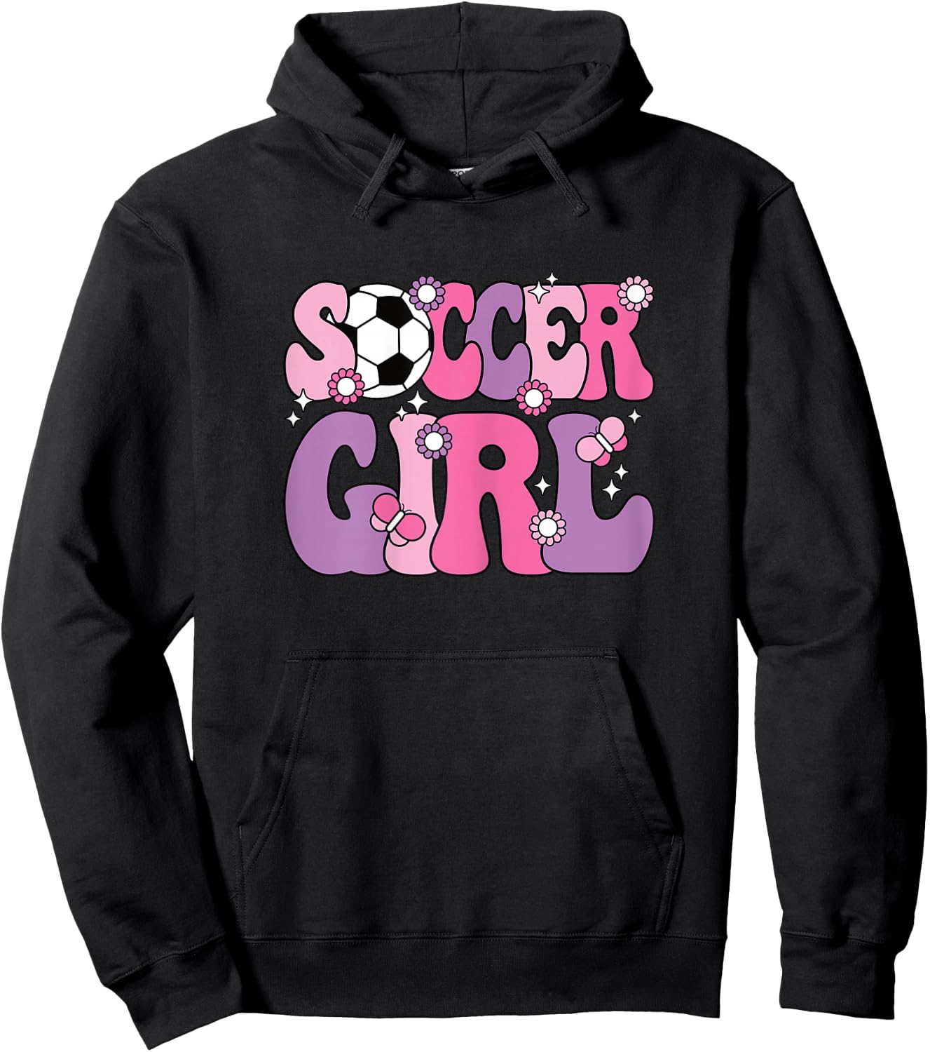 Soccer Girl Cute Groovy Soccer Lover Women Girls Kids Hoodie - Hoodie | Black