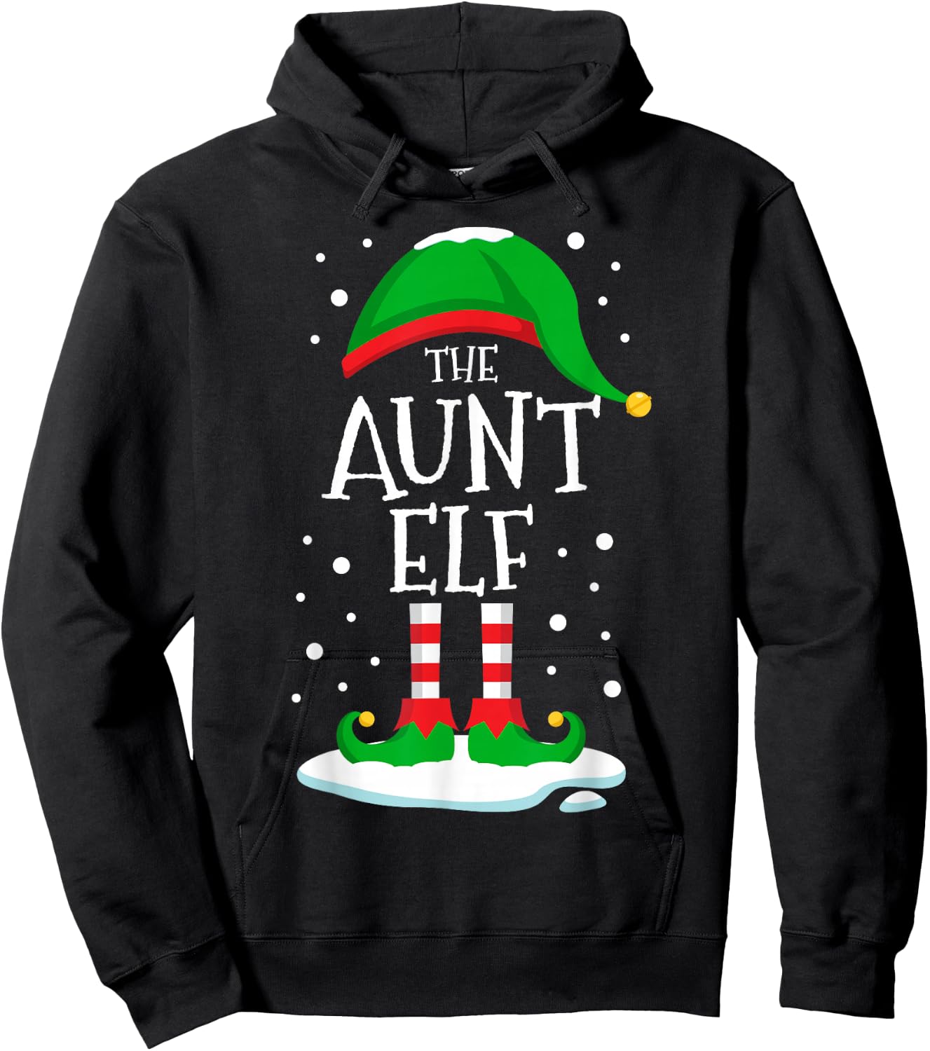 The Aunt Elf Christmas Family Matching Xmas Auntie Funny Hoodie - Hoodie | Black