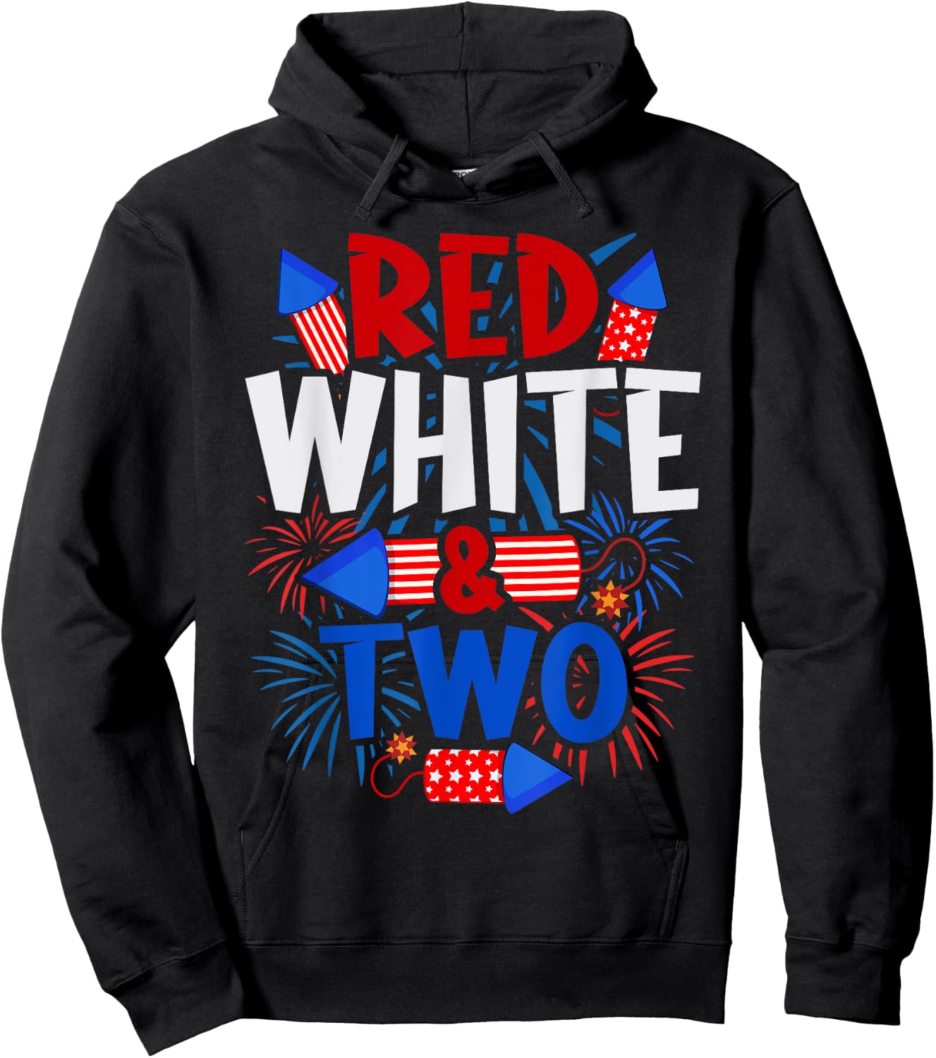 Red White & Two 2nd Birthday 4th Of July Independence Day Hoodie - Hoodie | Black