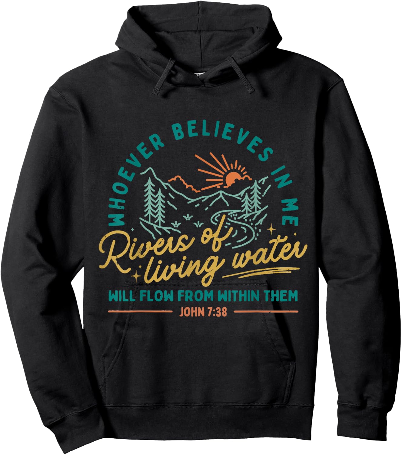 Rivers of Living Water John 7:38 Retro Hoodie - Hoodie | Black