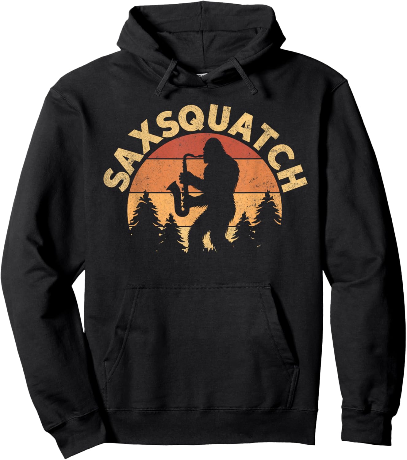 Funny Saxophone Lovers Saxsquatch Saxophonist Bigfoot Adults Humor Lover Black Small Hoodie - Hoodie | Black