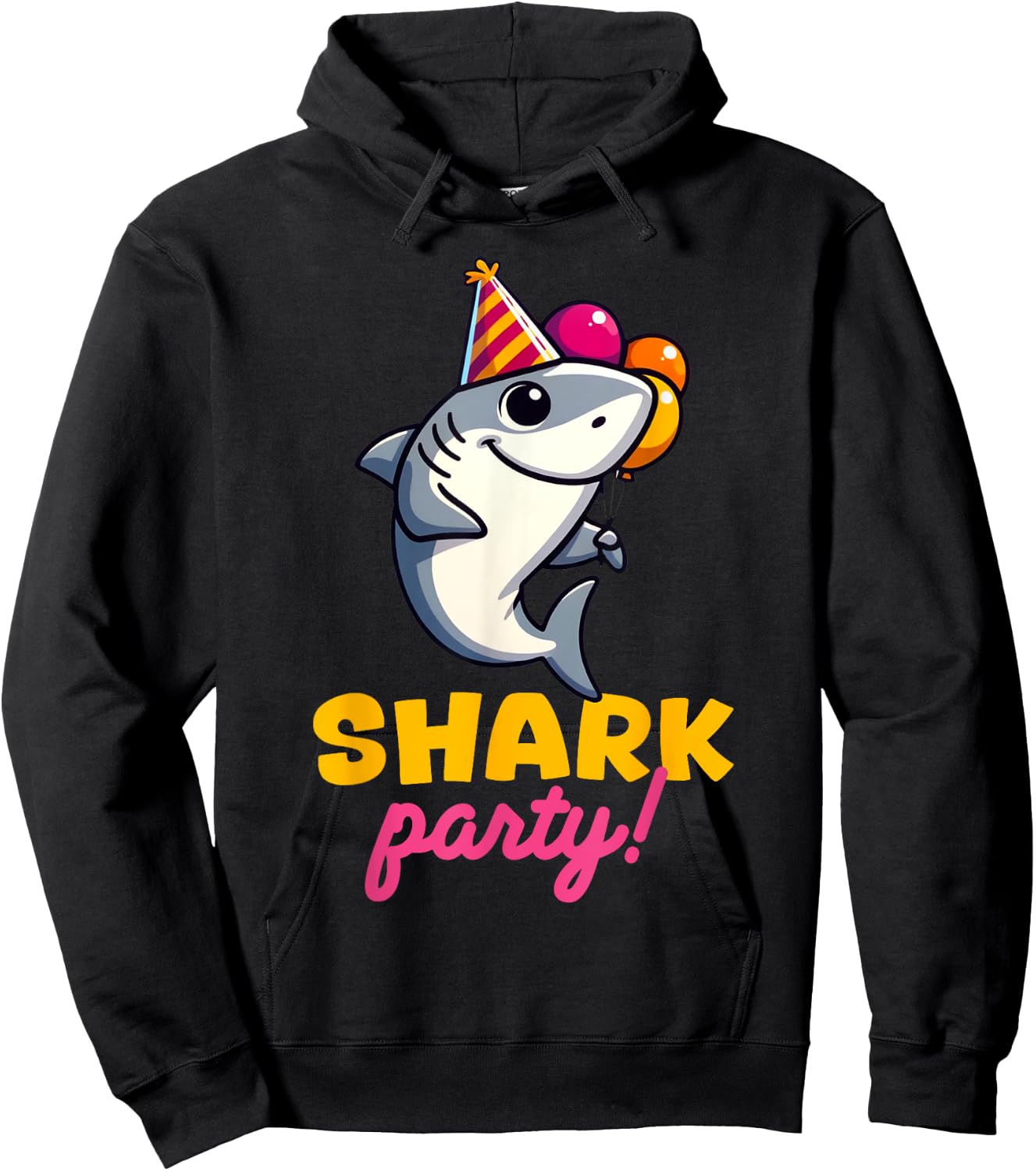 Cool Shark Party Birthday Beach Funny Shark Men Women Kids Hoodie - Hoodie | Black