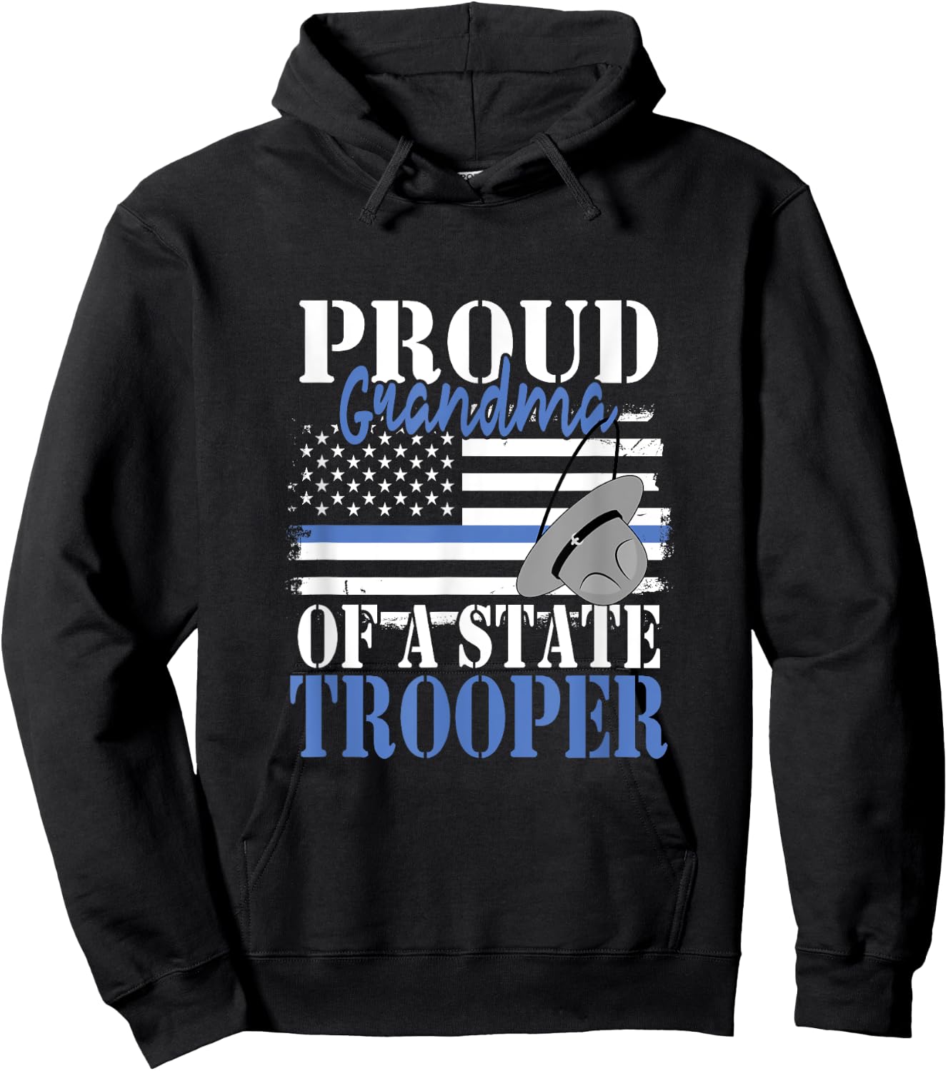 Proud Grandma of a State Trooper Police Officer Graduation Hoodie - Hoodie | Black