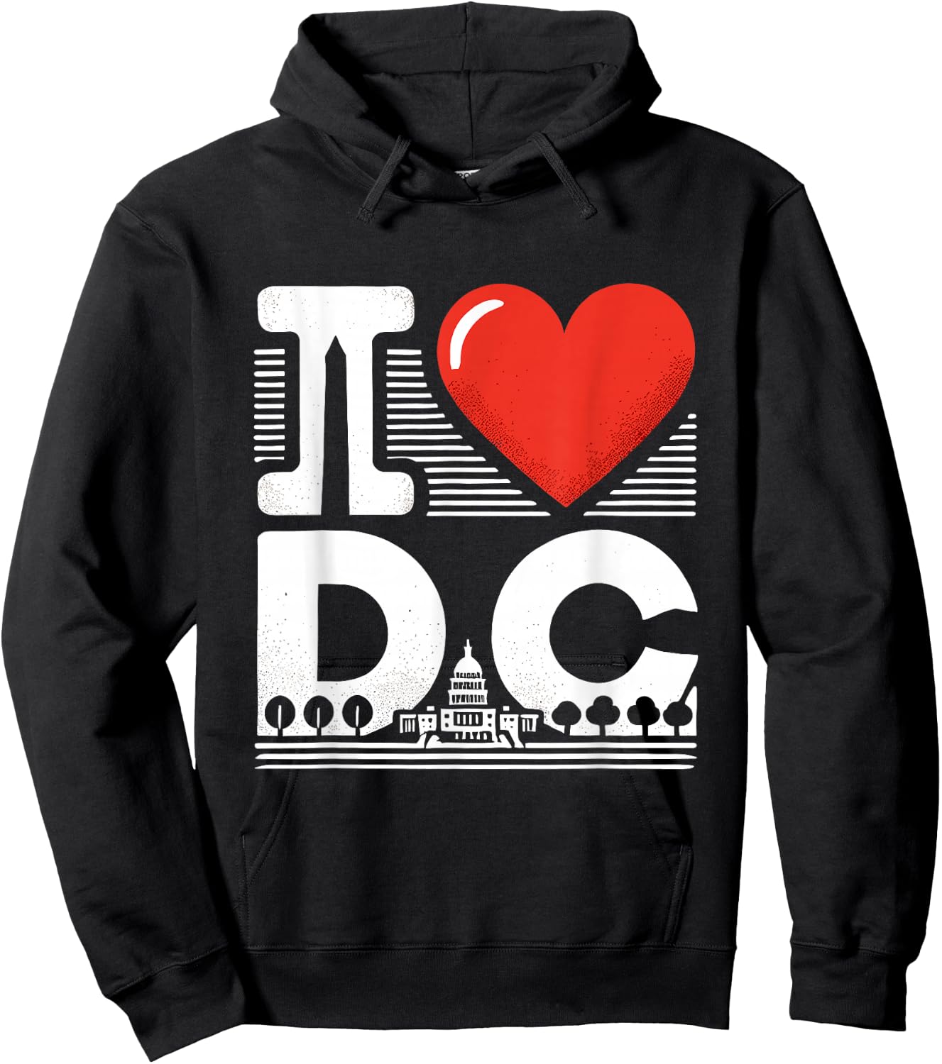 I Love DC, Washington DC Icons and Heart Hoodie - Hoodie | Black