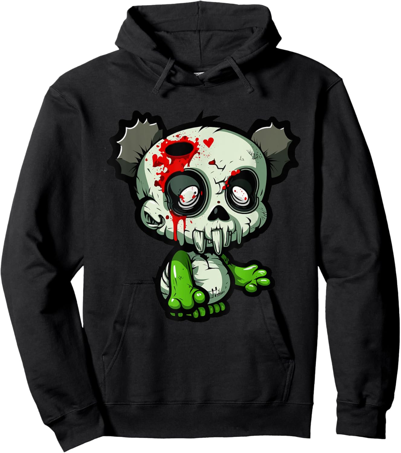 Undead Panda Chaos - Comic Style Zombie Bear Hoodie - Hoodie | Black