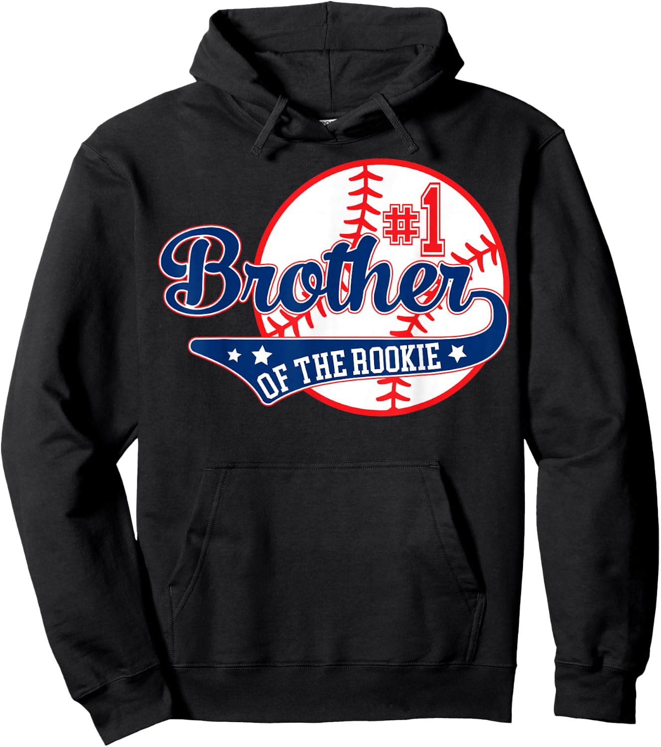 Brother of Rookie 1st Birthday Baseball Theme Matching Party Hoodie - Hoodie | Black