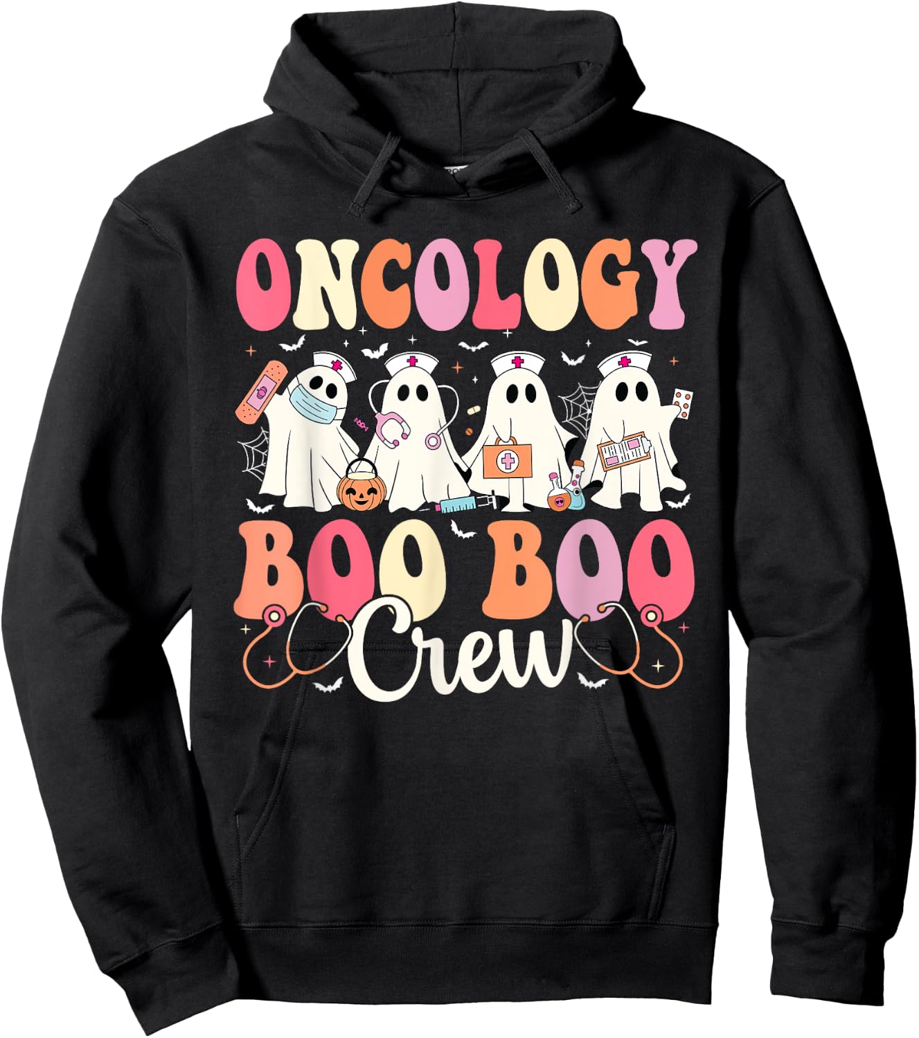 Oncology Nurse Boo Boo Crew Ghost Nurse Halloween Costume Hoodie - Hoodie | Black
