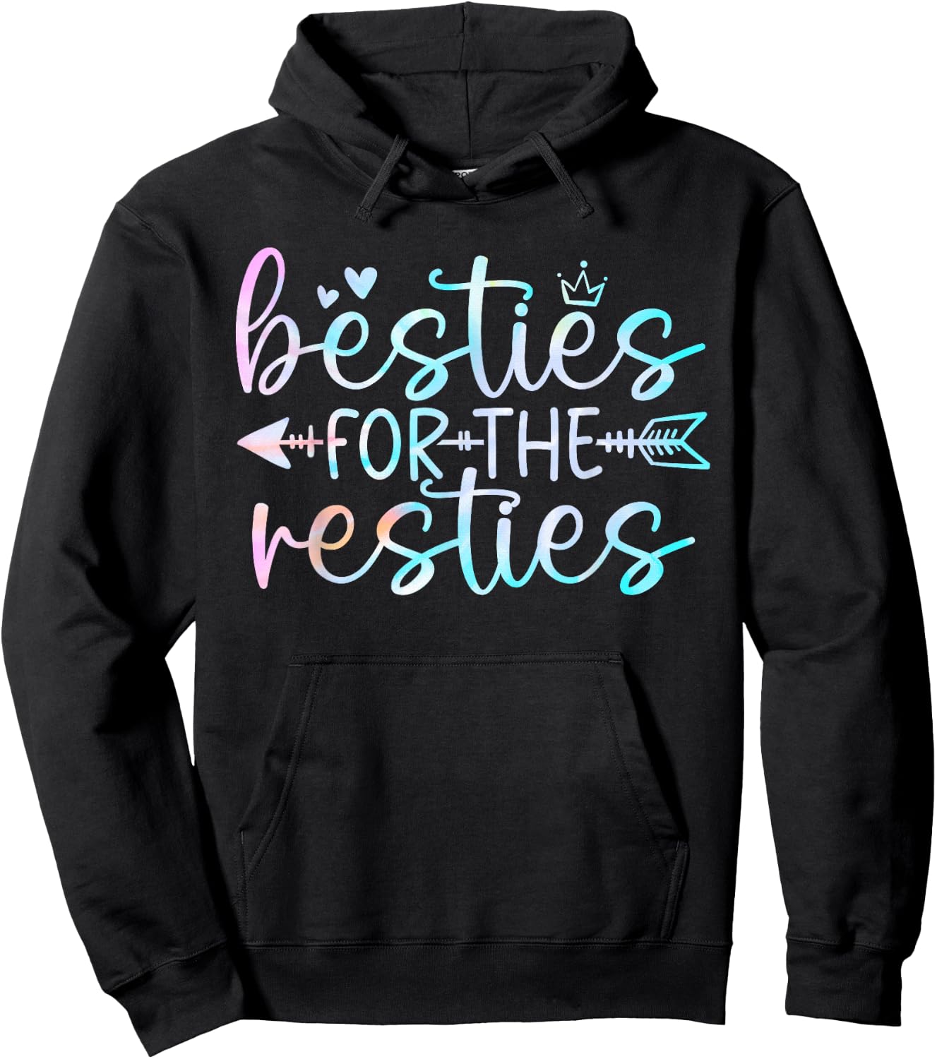 Cute Funny Tie Dye Best Friend Matching Bestie Squad BFF Hoodie - Hoodie | Black