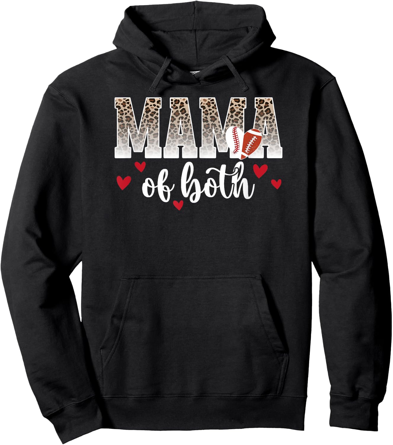 Mama Of Both Proud Football Baseball Mom Hoodie - Hoodie | Black