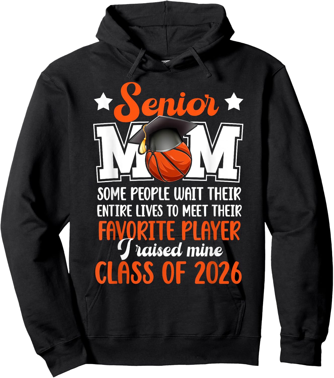 Basketball Senior Mom Class Of 2026 Basketball Senior Mother Hoodie - Hoodie | Black