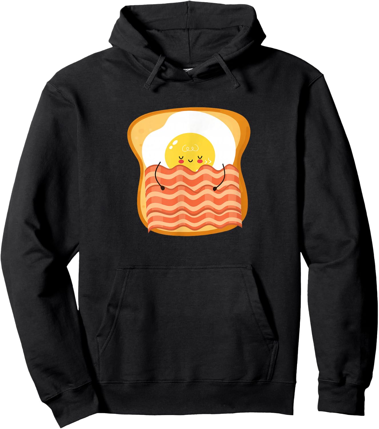 Bacon and Egg in Bed Fried Egg Sleeping Shirt Pajamas Pyjama Hoodie - Hoodie | Black