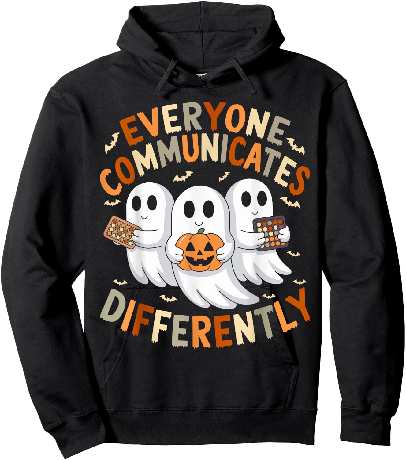 Everyone Communicates Differently Halloween Autism Teacher Hoodie - Hoodie | Black
