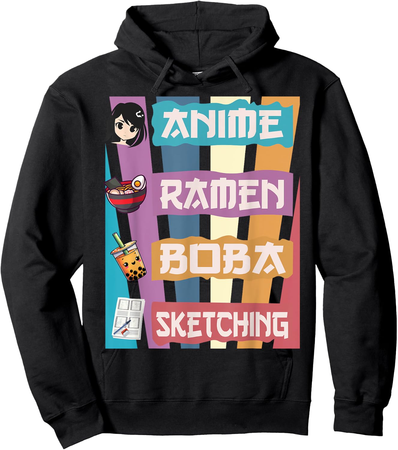 Anime Ramen Boba Sketching Just A Anime Girl Who Love Hoodie - Hoodie | Black