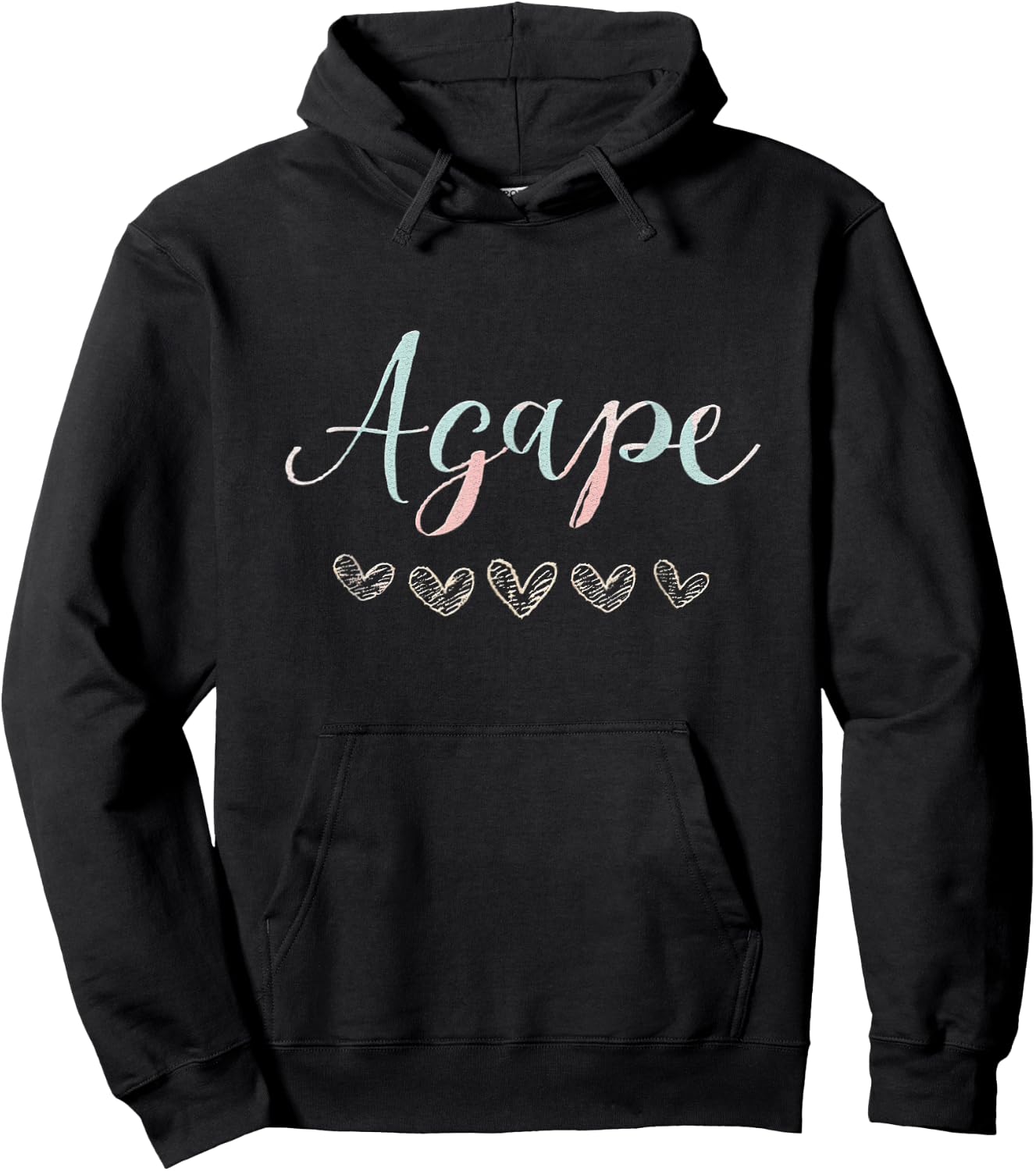 Agape Old Greek Christian Apparel Christian-Themed Black -Adults Small Straight Fit Round Neck Short Sleeve Hoodie - Hoodie | Black