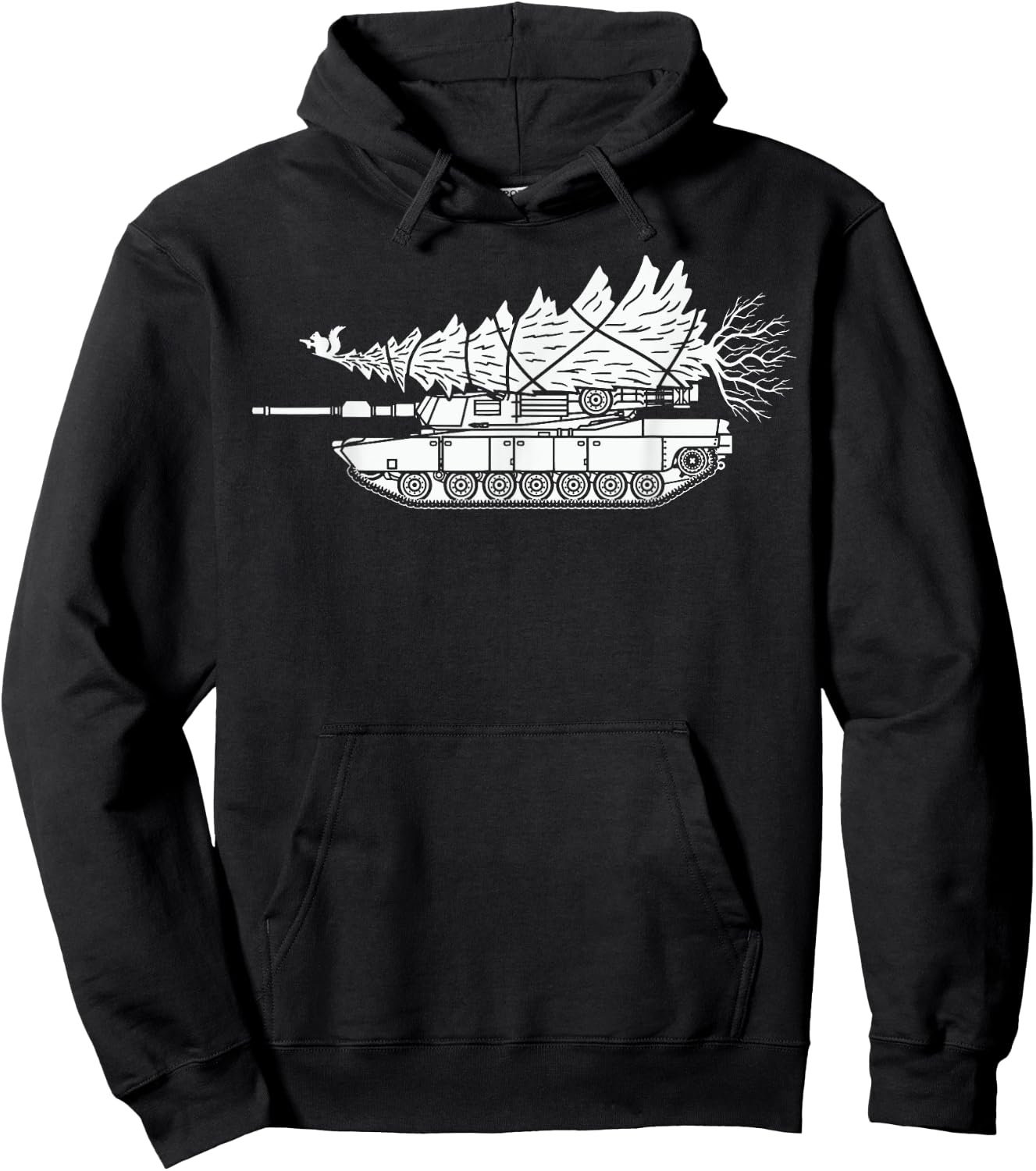 Tank Carrying Christmas Tree Hoodie - Hoodie | Black