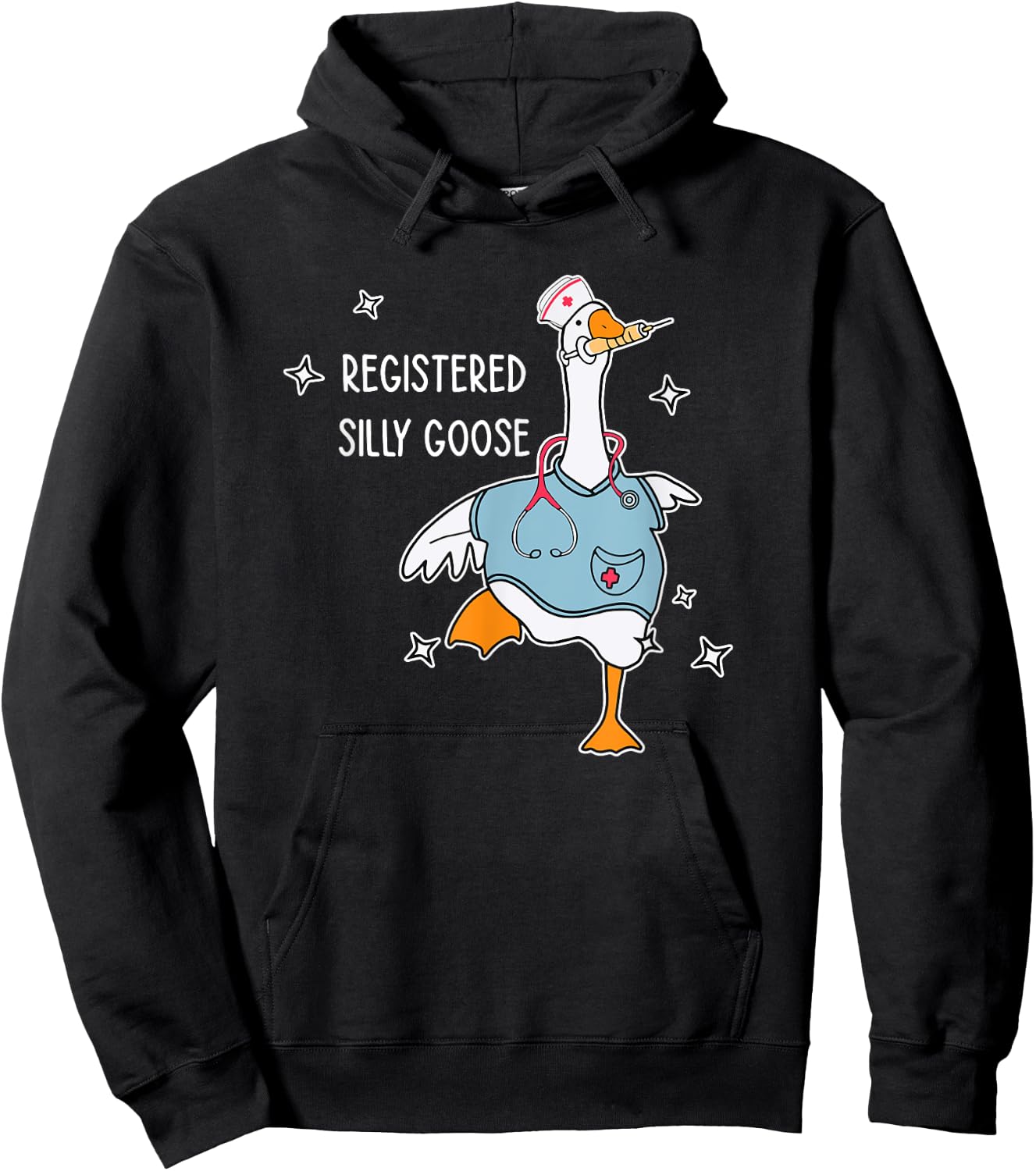 Nurse Registered Silly Goose Nursing School Black X-Small -Adults Short Sleeve Hoodie - Hoodie | Black