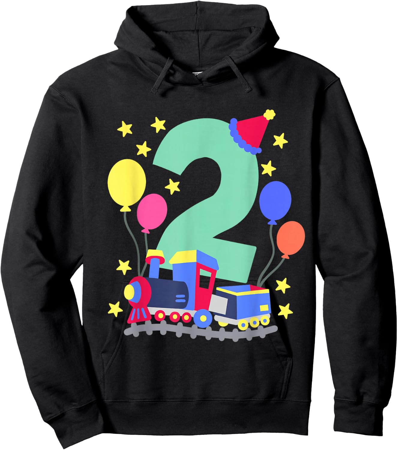 2nd Birthday Train Lovers I'm 2 Boys Kids Two Years Old Hoodie - Hoodie | Black
