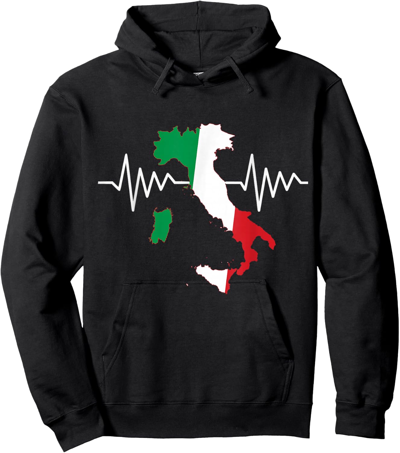 Italy Flag Heart Heartbeat for Italy Men Women Kids Hoodie - Hoodie | Black