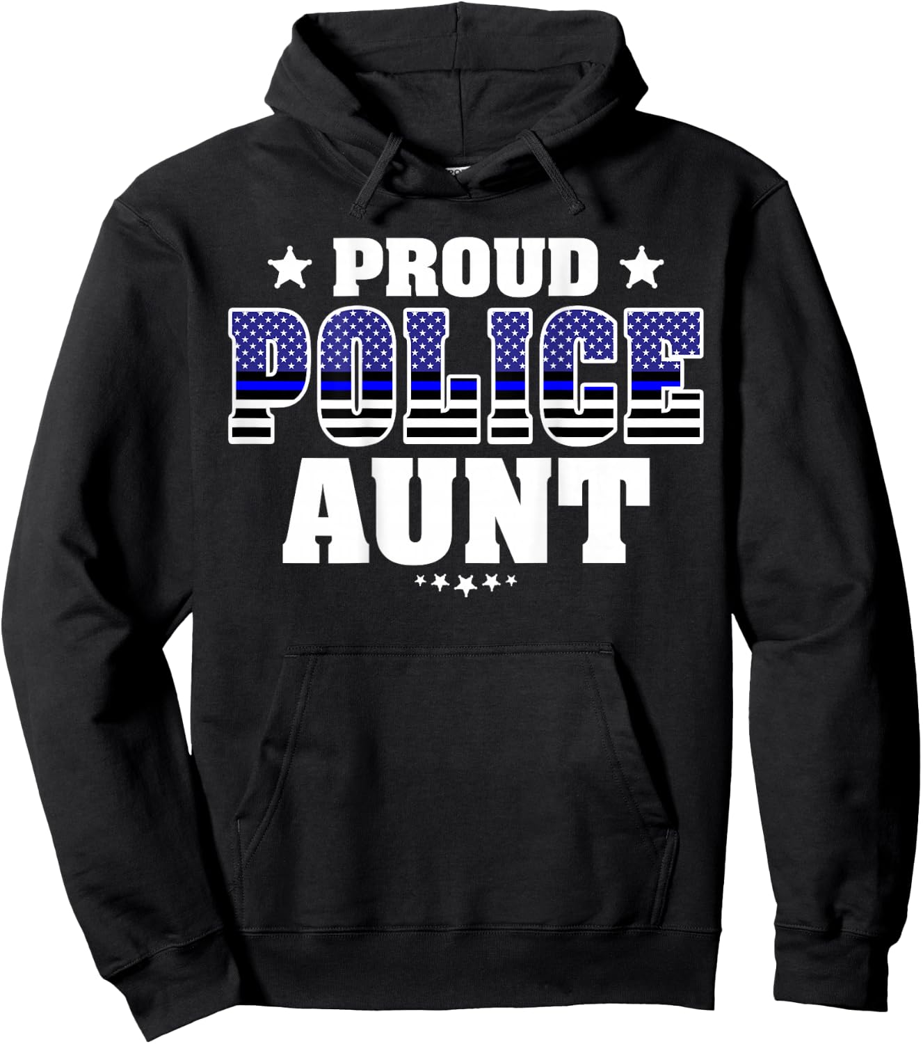 Proud Police Aunt Thin Blue Line US Police Officer's Auntie Hoodie - Hoodie | Black