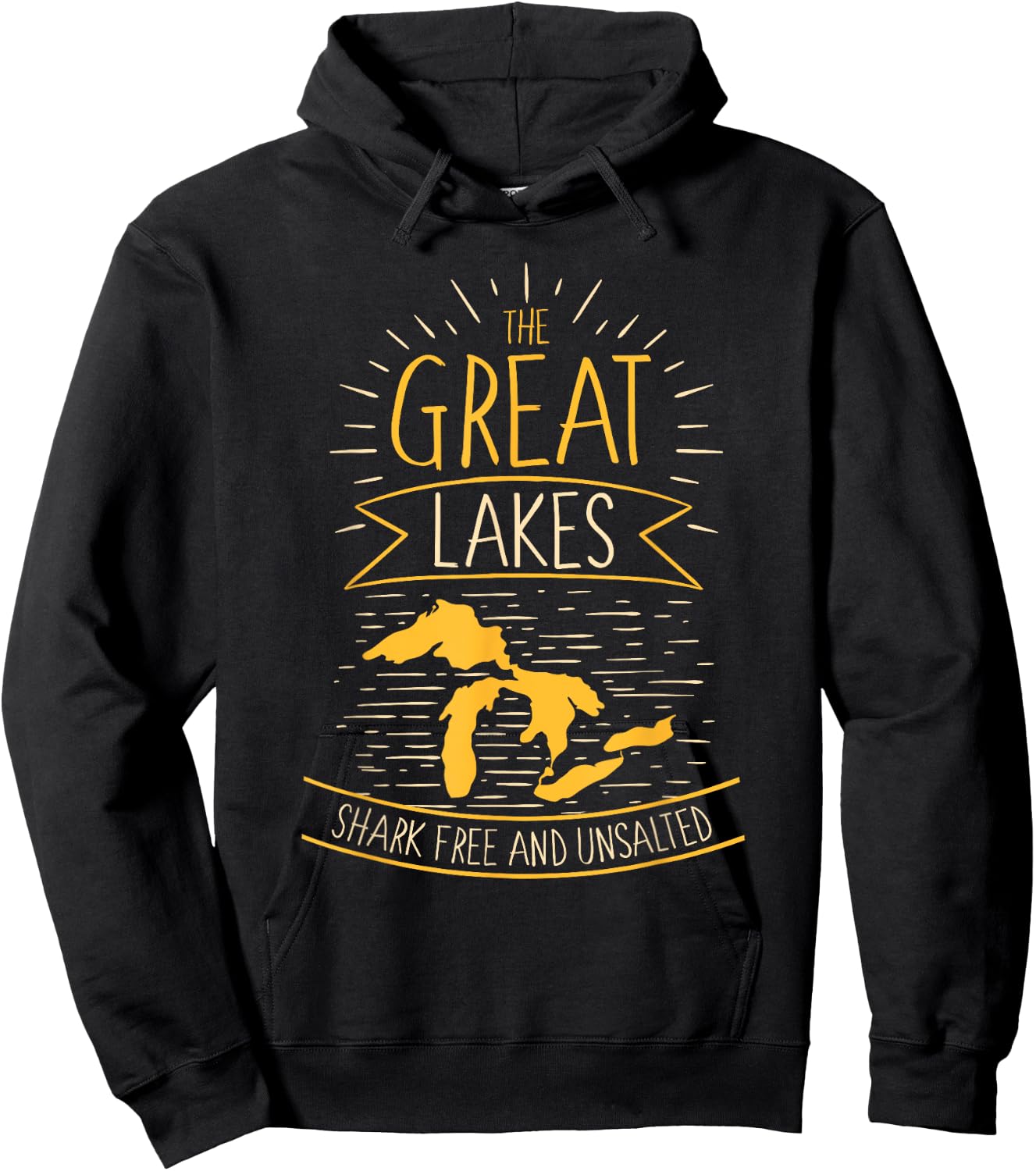 The Great Lakes Shark Free Unsalted Michigan Gift Hoodie - Hoodie | Black