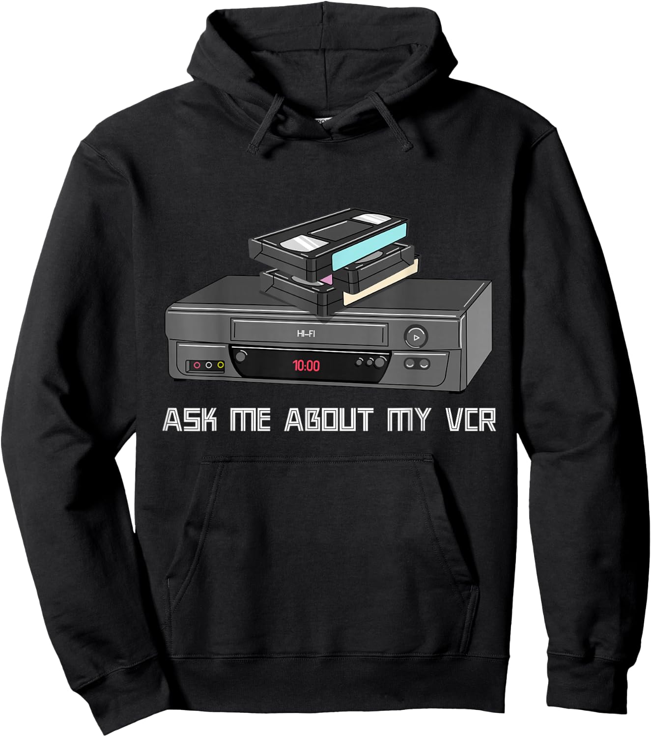 Funny VHS Cassette Tapes 1980s VCR Video Retro Hoodie - Hoodie | Black
