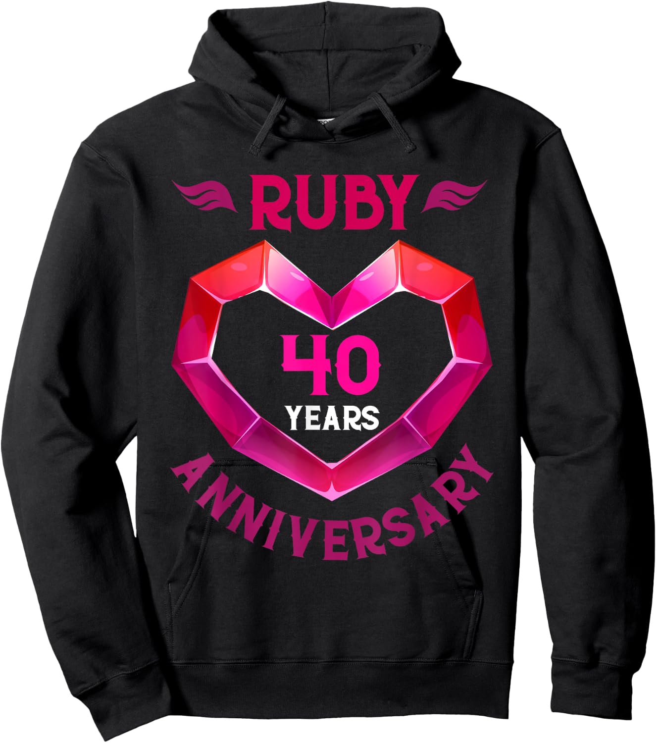 Happy 40th Anniversary 40 Years Ruby Wedding Hoodie - Hoodie | Black
