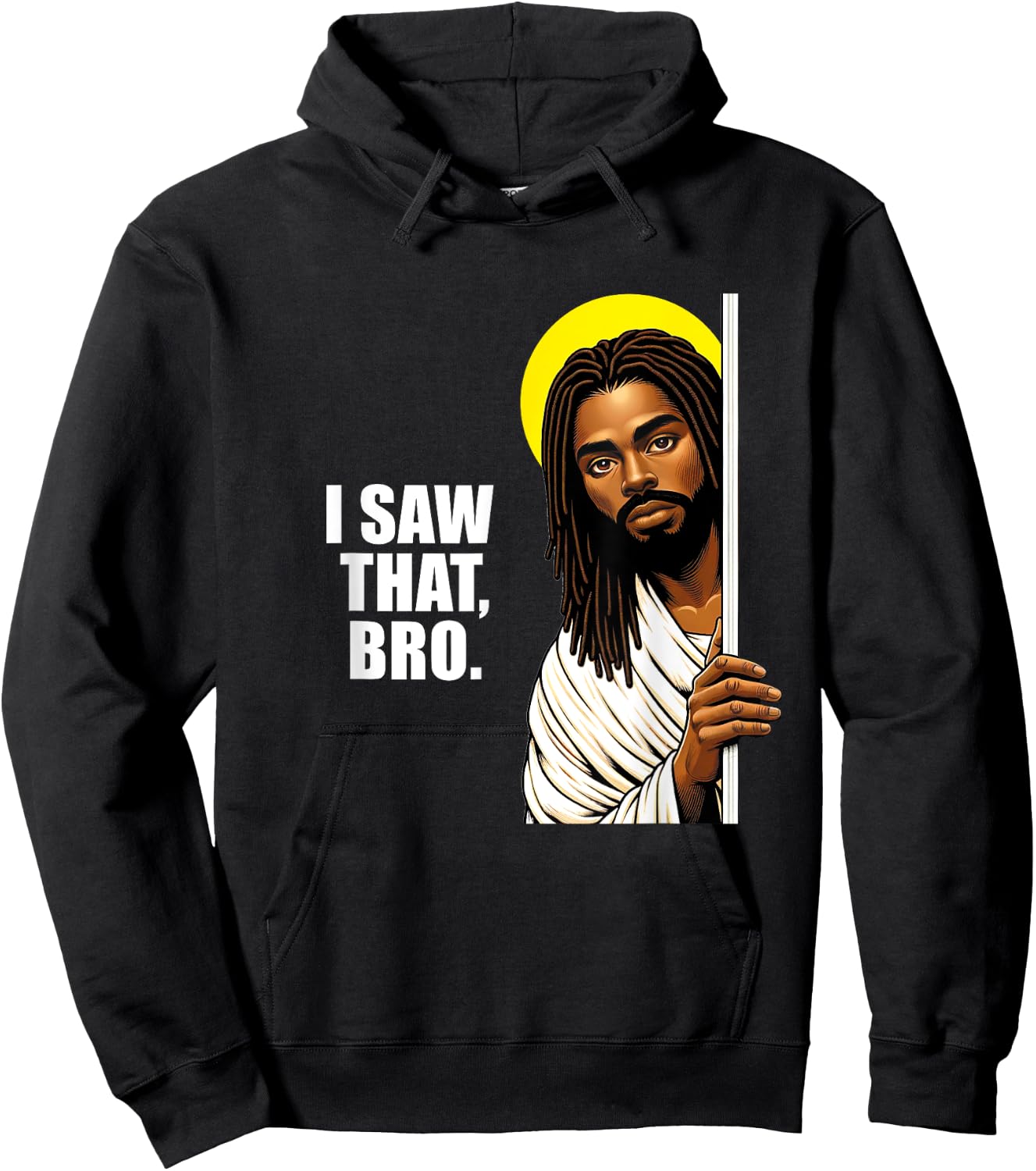 I Saw That Bro Black Jesus | Funny Christian Locs Hoodie - Hoodie | Black