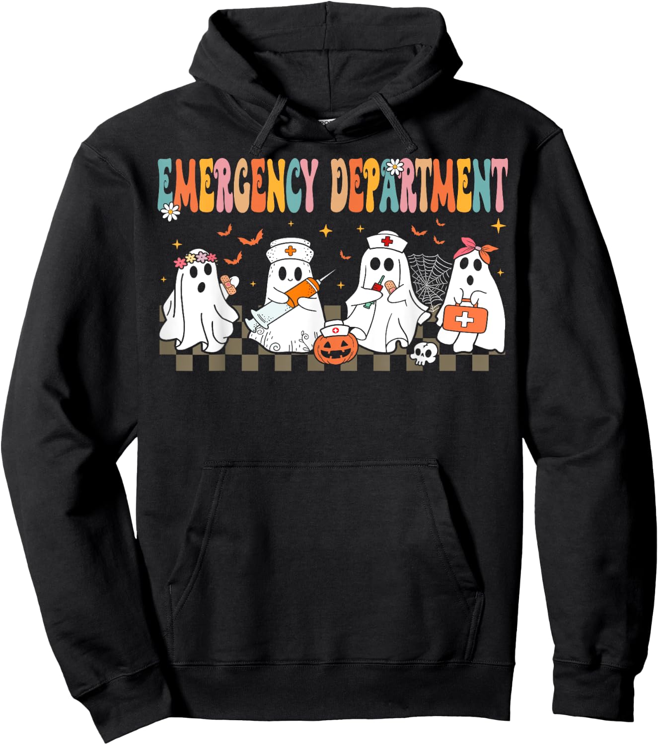 Cute Emergency Department Funny ER Nurse Halloween Hoodie - Hoodie | Black