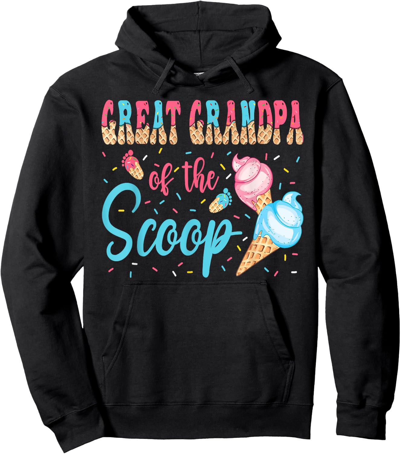 Great Grandpa Of The Scoop Ice Cream Baby Shower Hoodie - Hoodie | Black