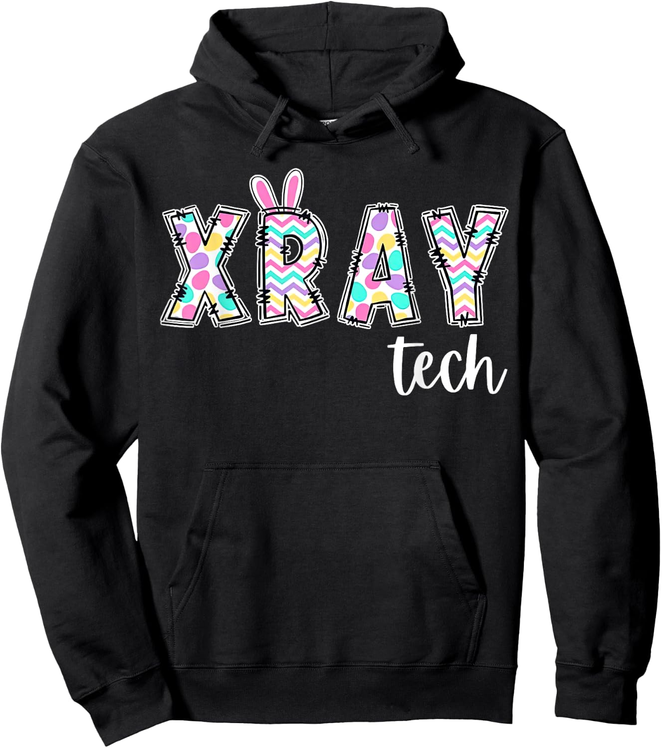 Retro Xray Tech Bunny Easter Radiologic Technologist Hoodie - Hoodie | Black