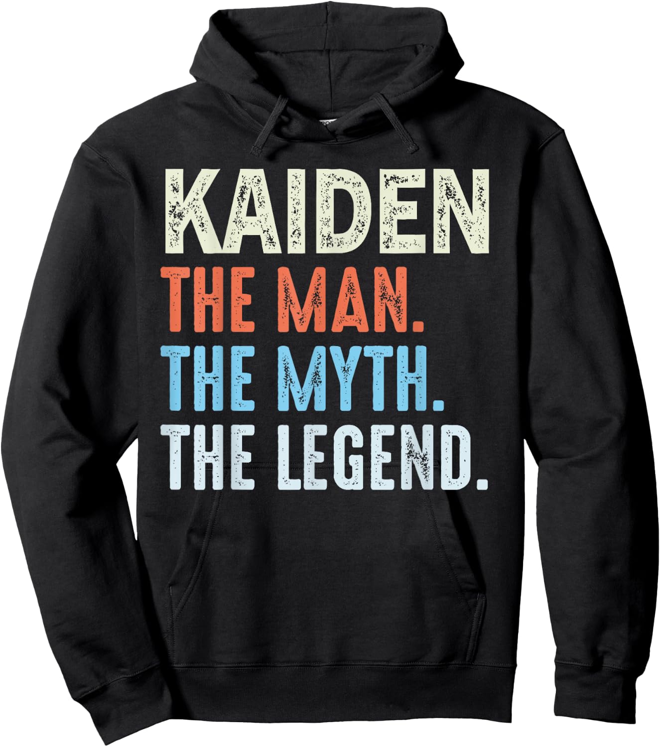 Kaiden The Legend Name Personalized Cute Idea Men Vintage Hoodie - Hoodie | Black