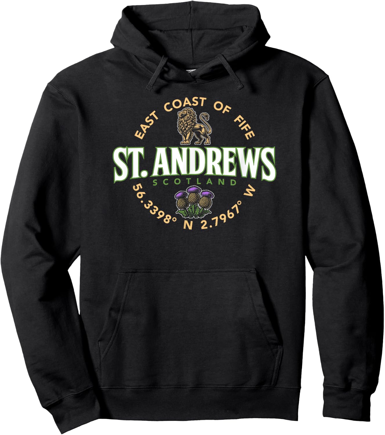 St. Andrews Scotland Coordinates Label Hoodie - Hoodie | Black