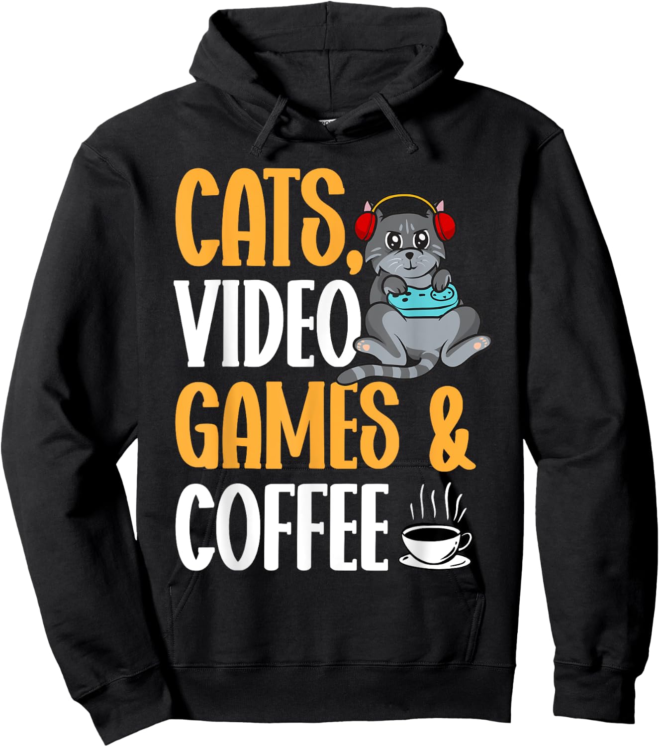 Cats Video Games Coffee Video Gamer Cat Gaming Women Hoodie - Hoodie | Black