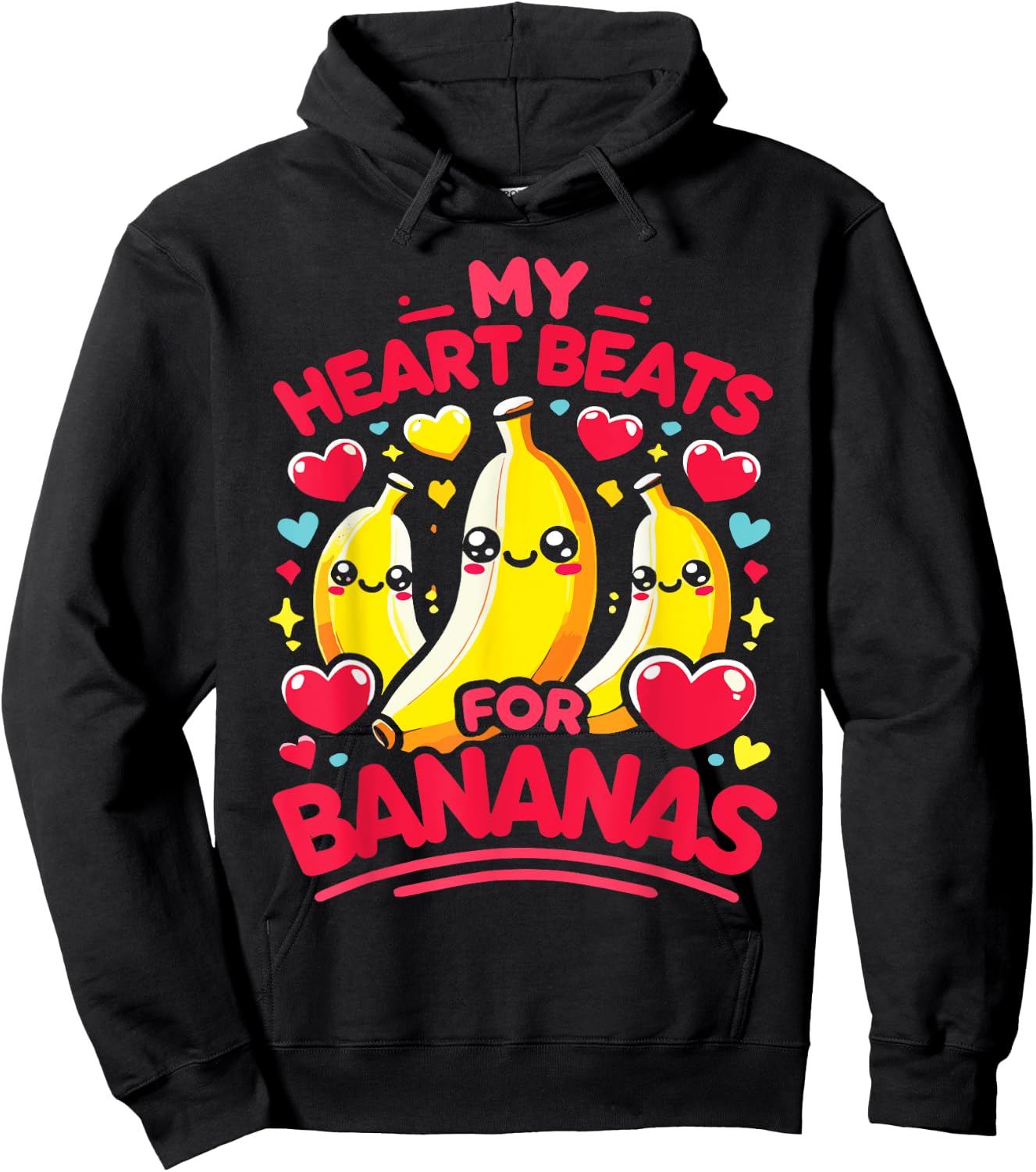My Heart Beats For Bananas Banana Lover Hoodie - Hoodie | Black