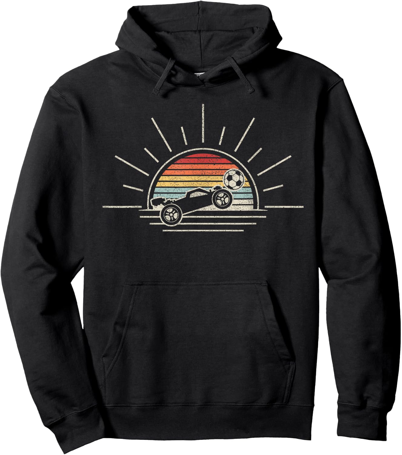 Retro Vintage Rocket Soccer Car Hoodie - Hoodie | Black