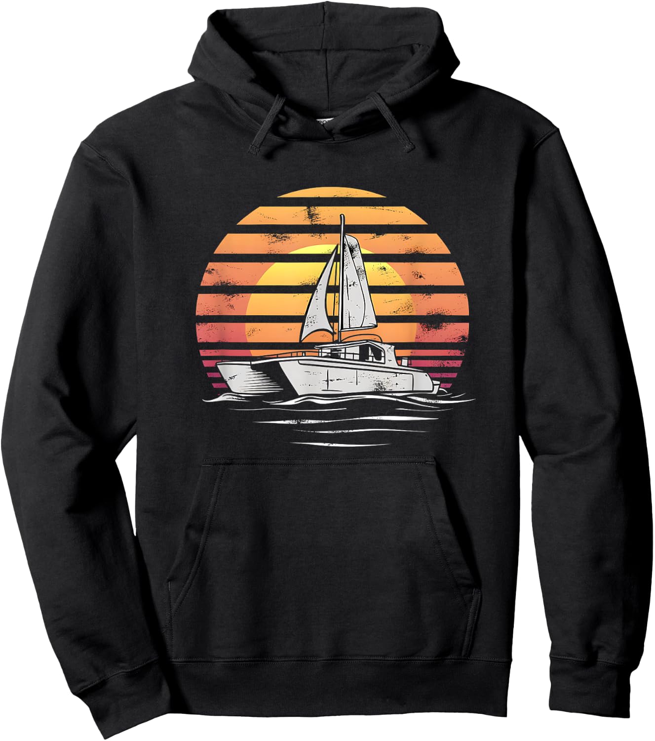 Catamaran Sunset Cat Lover Beach Sea Sail Boat Hoodie - Hoodie | Black