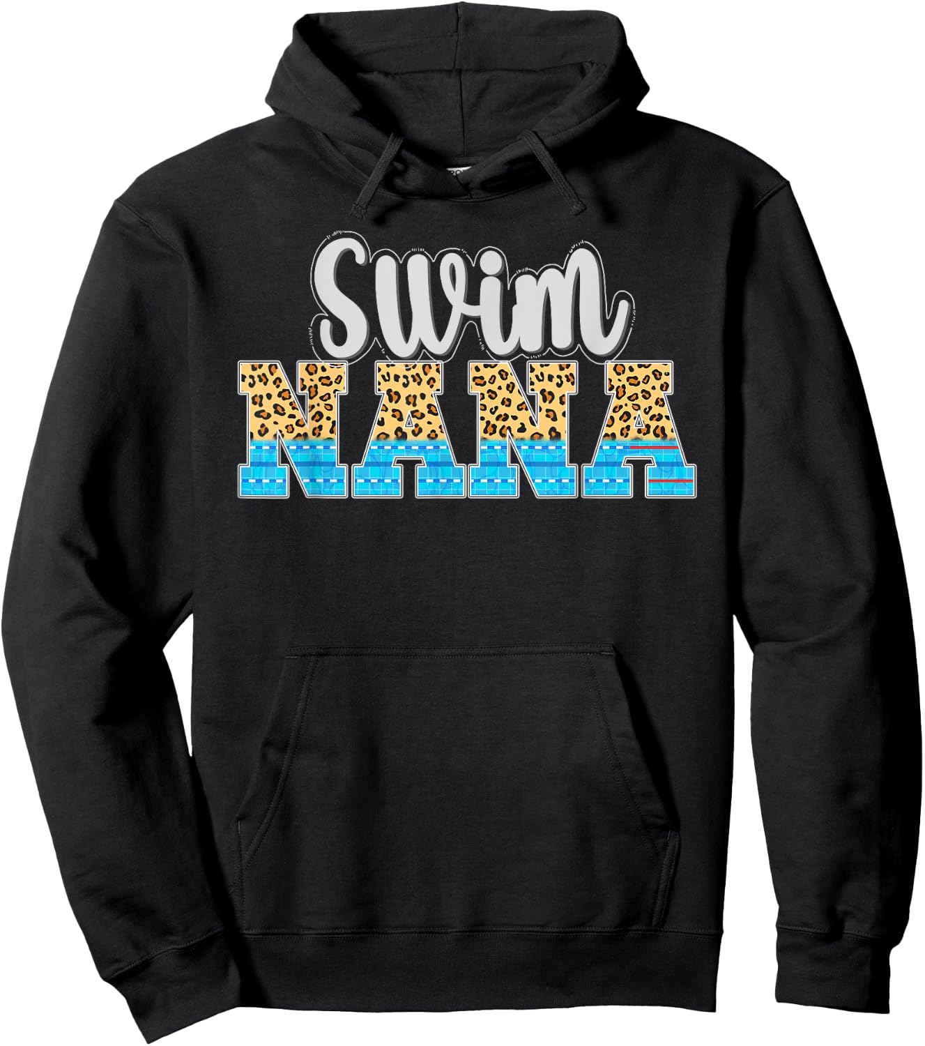 Swim Nana Grandma Leopard Nana Of A Swimmer Nana Hoodie - Hoodie | Black