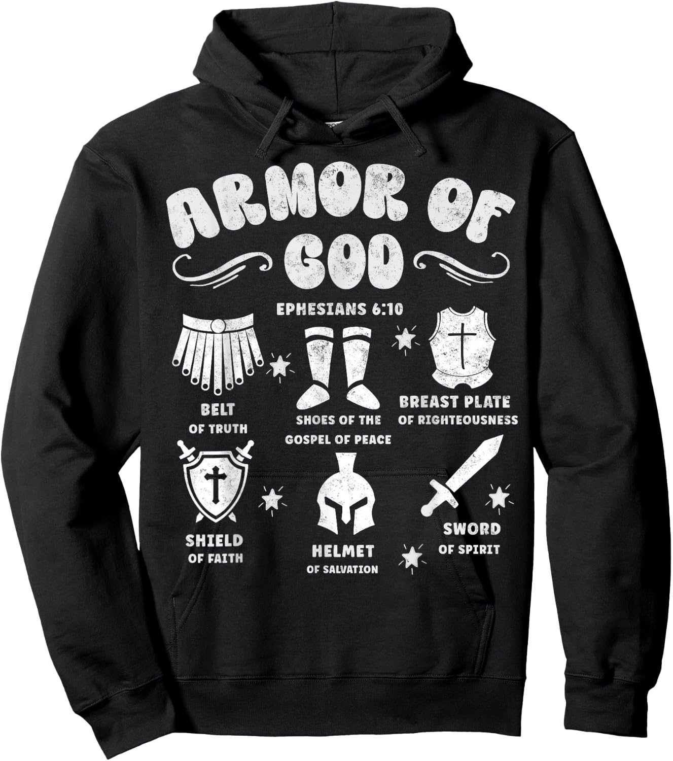 Ephesians 6:10 Armor of God Jesus Christian Bible Verses Hoodie - Hoodie | Black