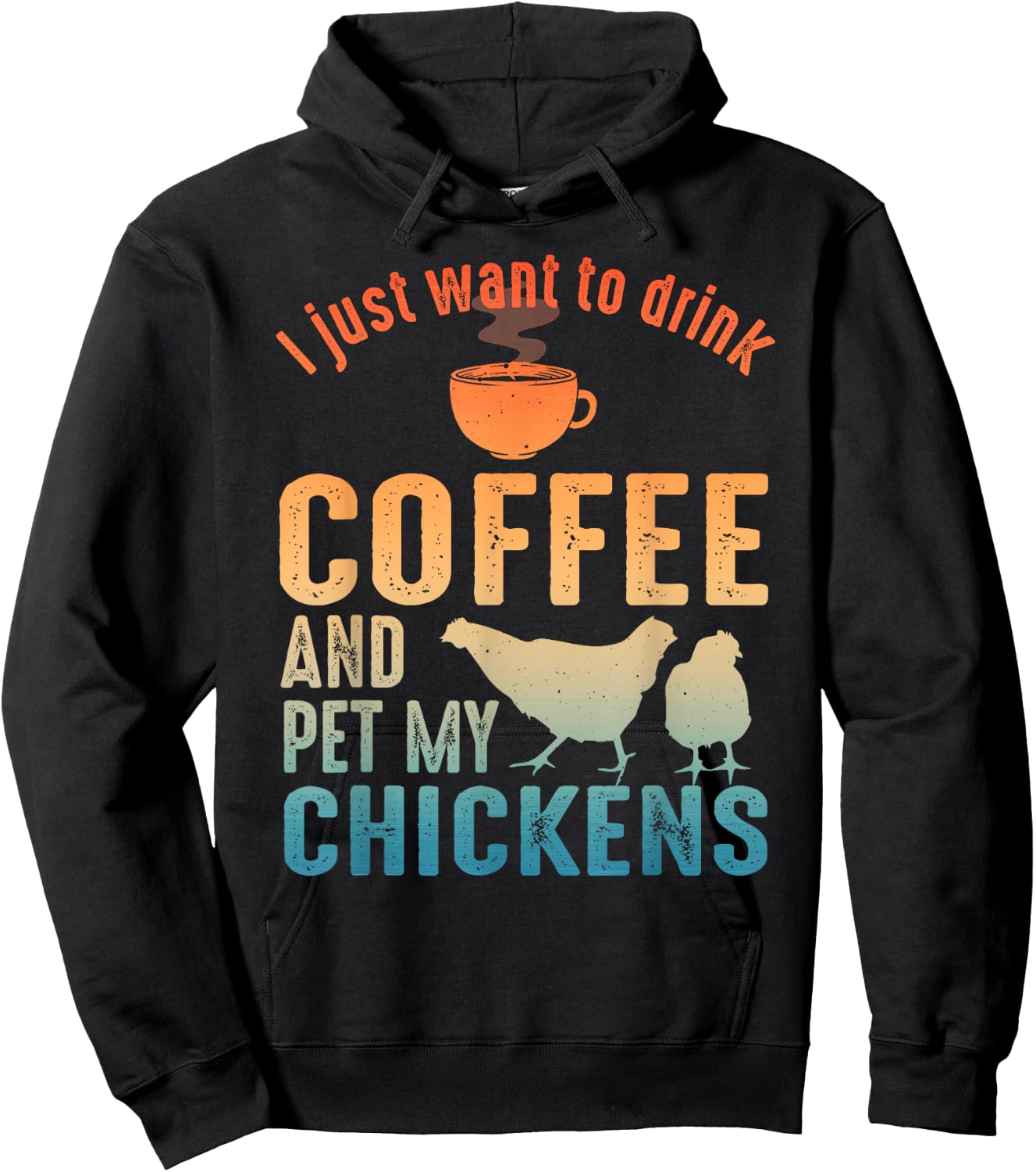 Funny Chicken Art Women Coffee Lover Chicken Farmer Hoodie - Hoodie | Black
