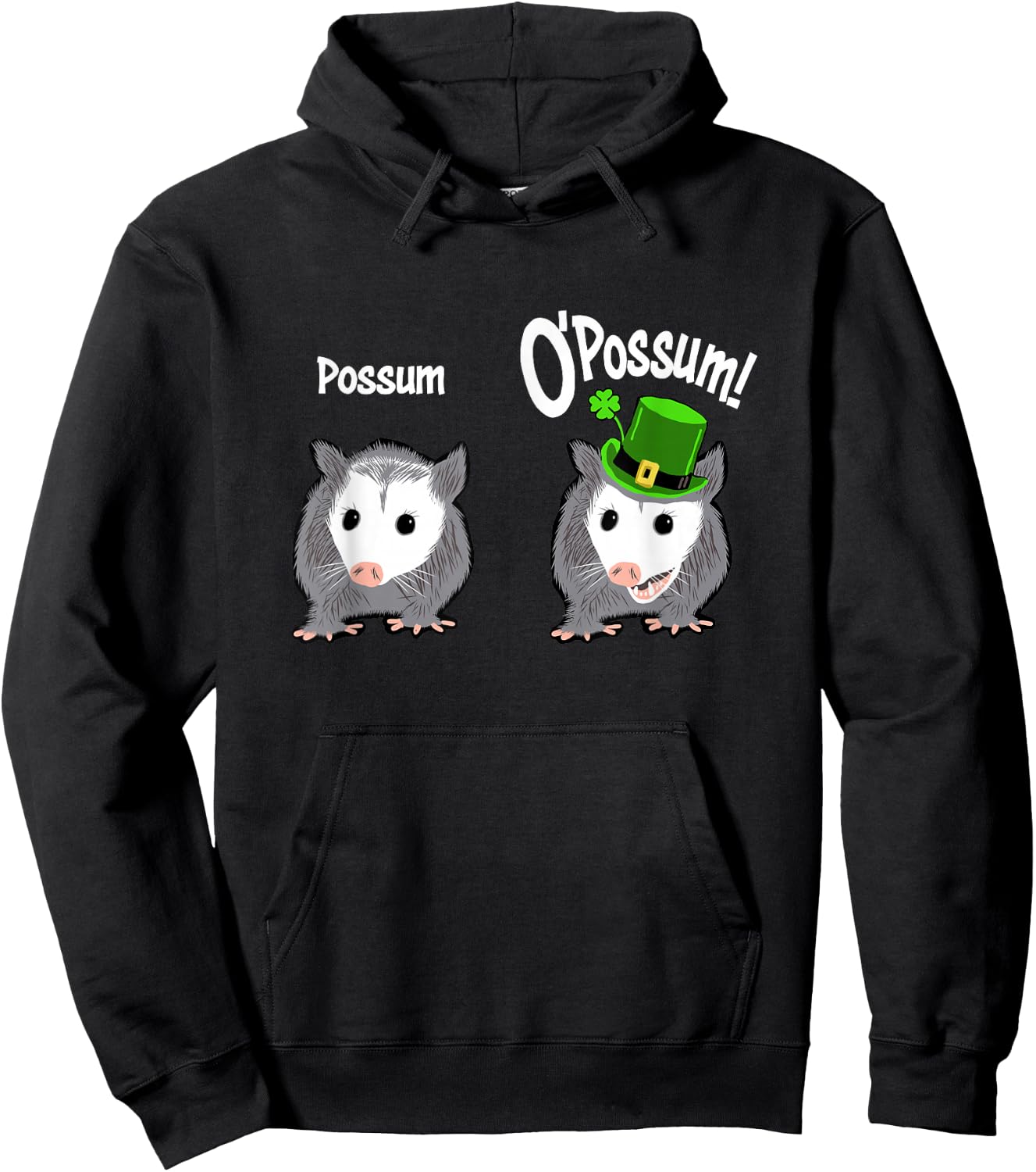 Possum O’Possum Funny Marsupial Saint Patrick’s Day Pun Hoodie - Hoodie | Black