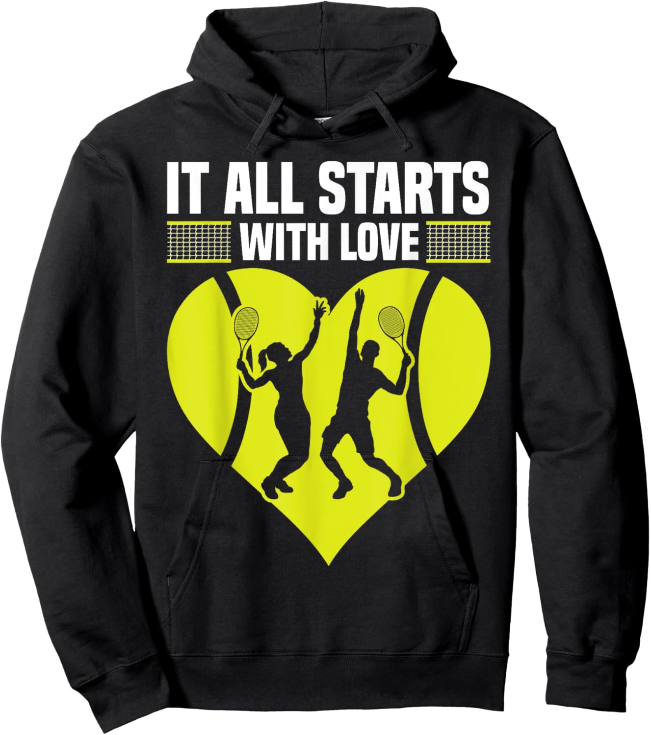 It All Starts With Love Funny Tennis Players Sports People Hoodie - Hoodie | Black
