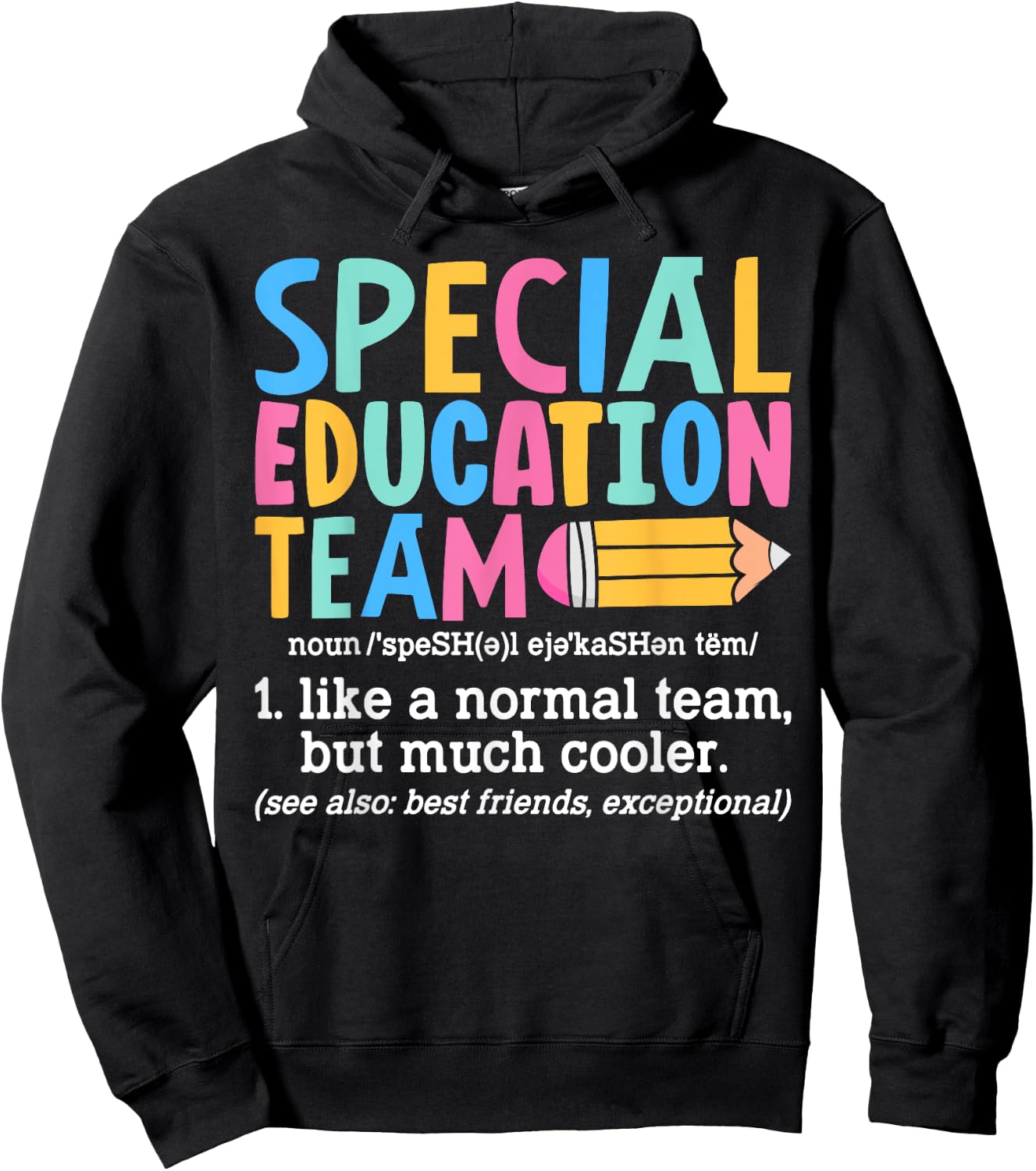 Special Education Team Definition Retro Ed Team Crew Teacher Hoodie - Hoodie | Black